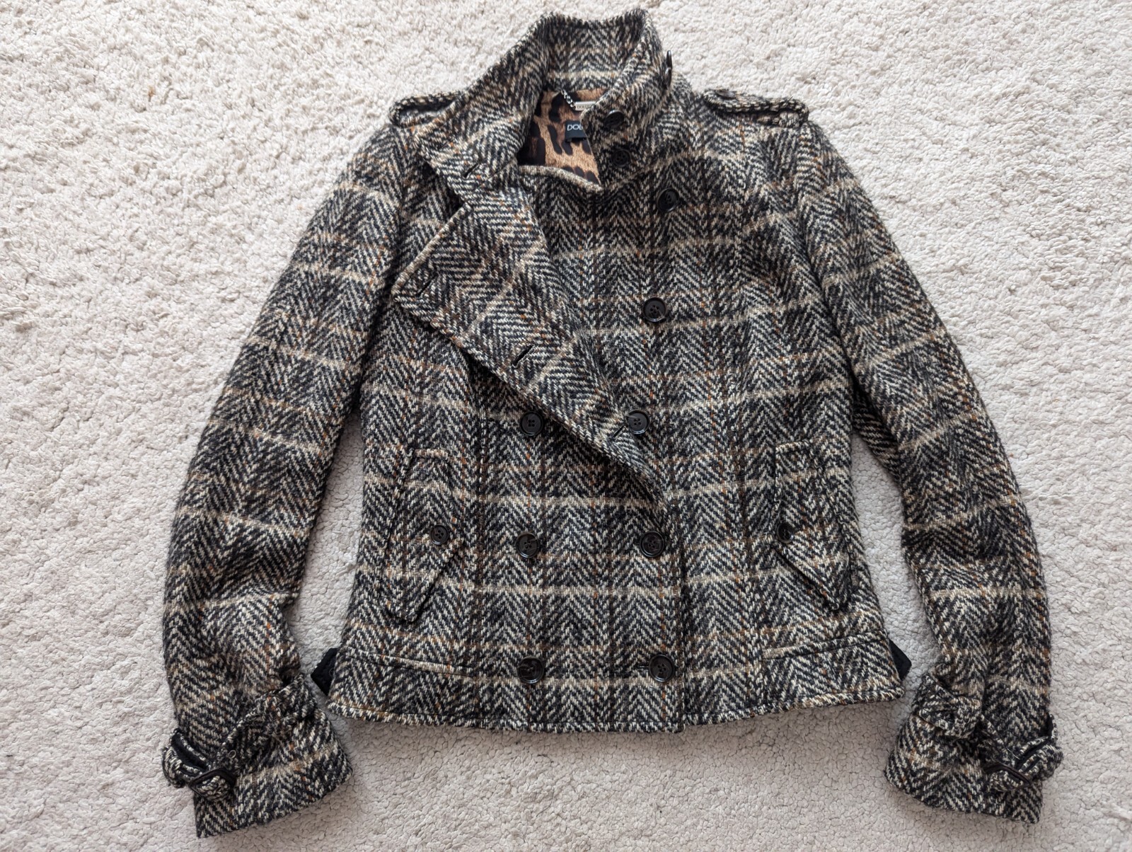 Dolce & Gabbana Wool Mohair Alpaca Short Coat Collar Double-Breasted Jacket 40 S