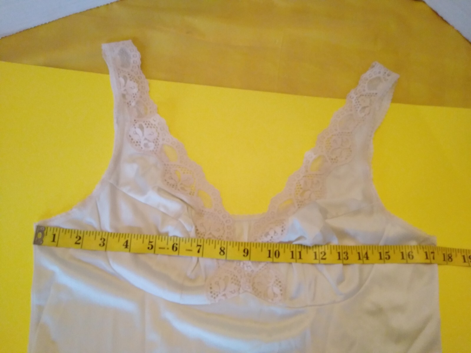 Vintage Full Slip Dress Chemise European SZ M/L Austria Beige w/Lace Trim