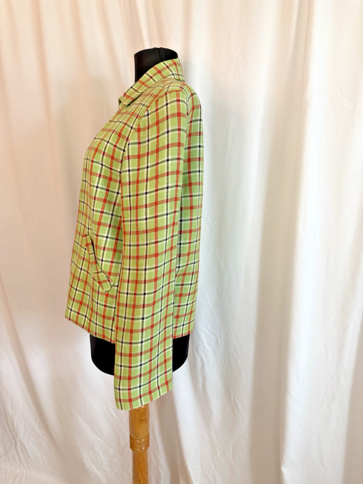 Vintage 1980s Green Plaid Jacket by Donny Brook – size 6 Small