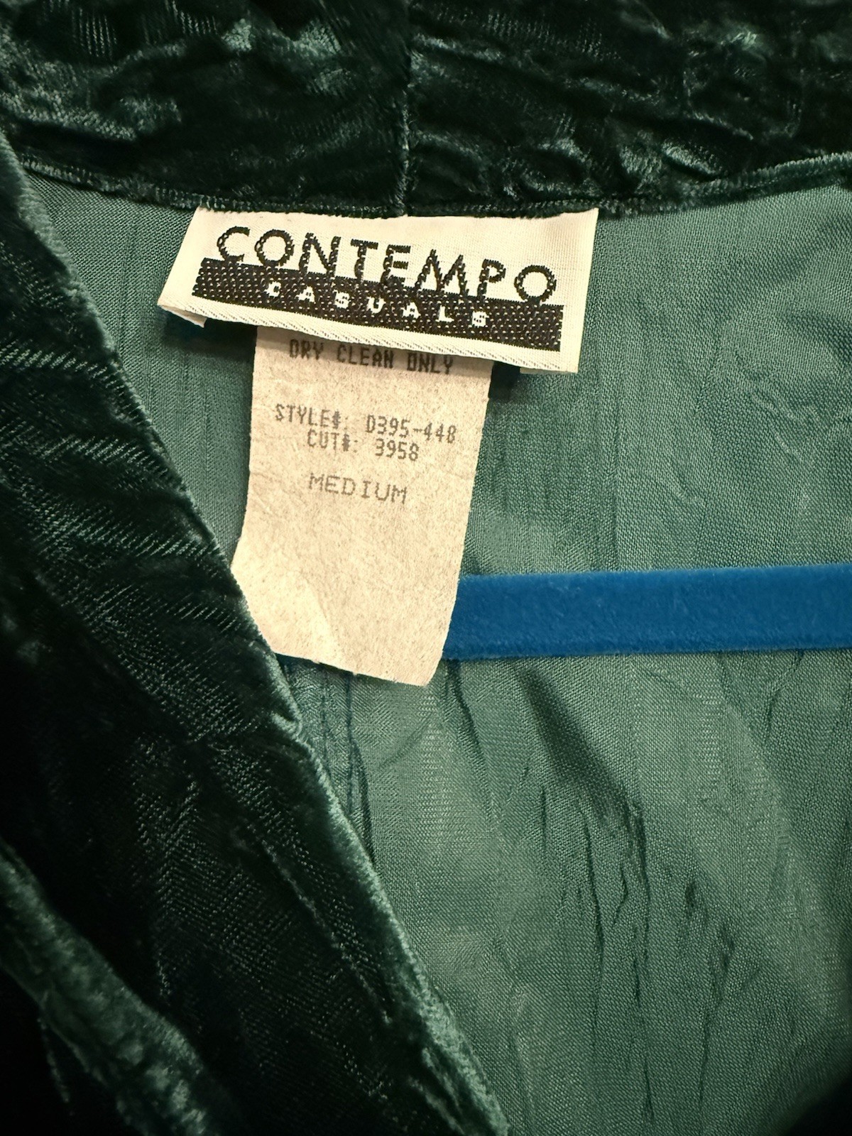 Vintage 80’s Contempo Green Crushed Velvet Mini Dress SzM Excellent Condition