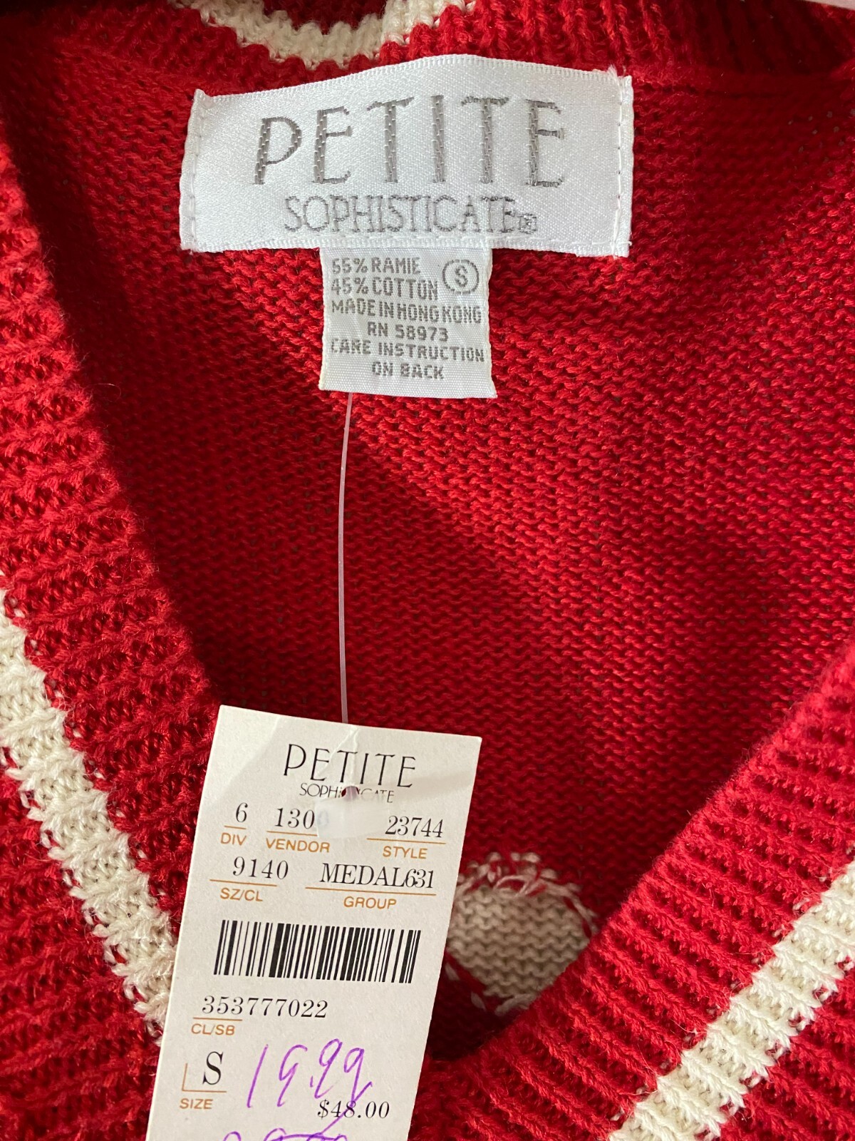 1980s Tunic Sweater-PS-Petite Sophisticate-Red/Gold- MWT -UGLY XMAS SWEATER-SALE