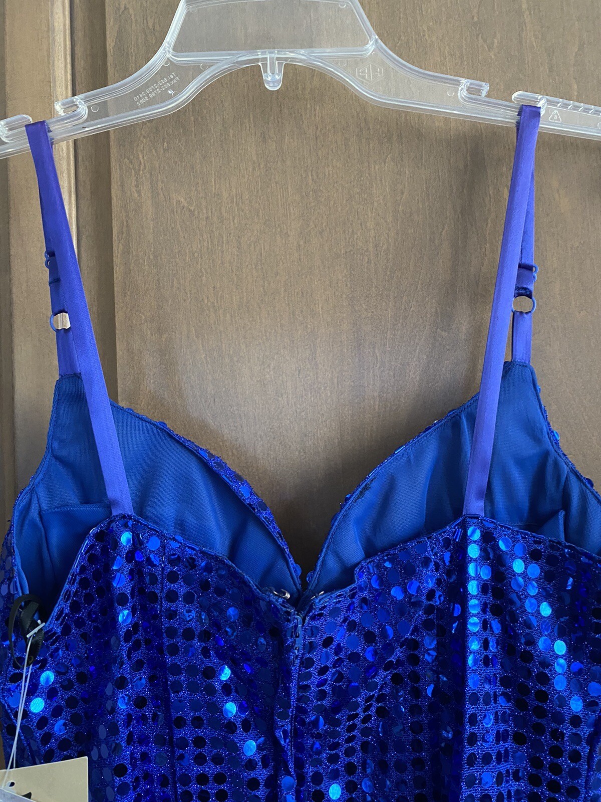 Vintage LA GLO Womens Blue Sequins Strappy Dress ~ Size 9/10 ~ 1990s