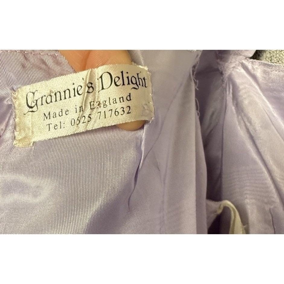 Vintage 70s Lavender Purple Fairy Princess Maxi Long Dress Satin Puff Sleeve MED
