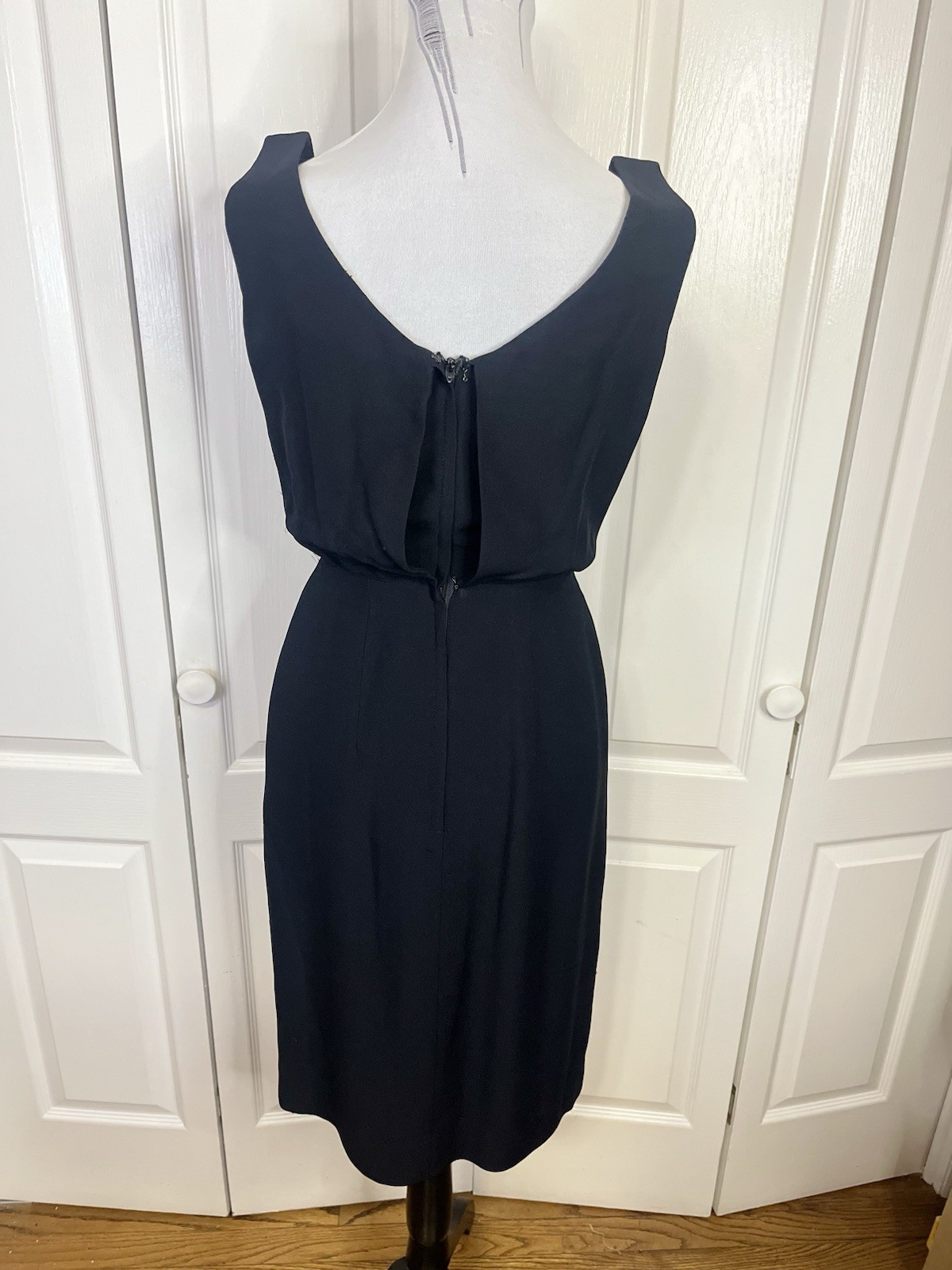 Vintage 1950s-60s Lilli Diamond Black Crepe Cocktail Dress Sz 4 Old Hollywood