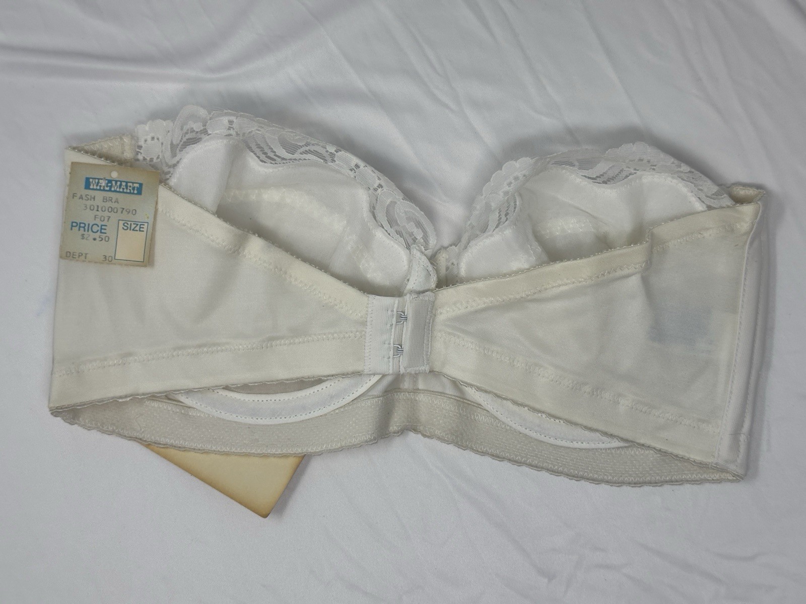 Vintage Strapless Underwire Bra Gelmart 36C ~ White Lace Seamless NWT NOS #C148