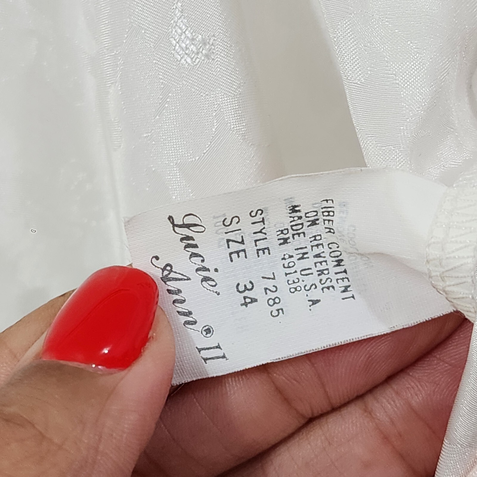 Vintage Lucie Ann ll White Satin Cami Camisole Intimate Top Floral Size 34