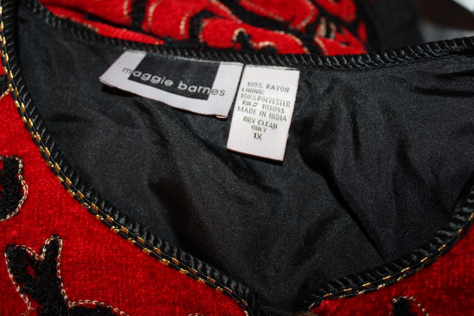 Vintage Maggie Barnes Embroidered Art-to-Wear Jacket Romantic Goth Baroque Style