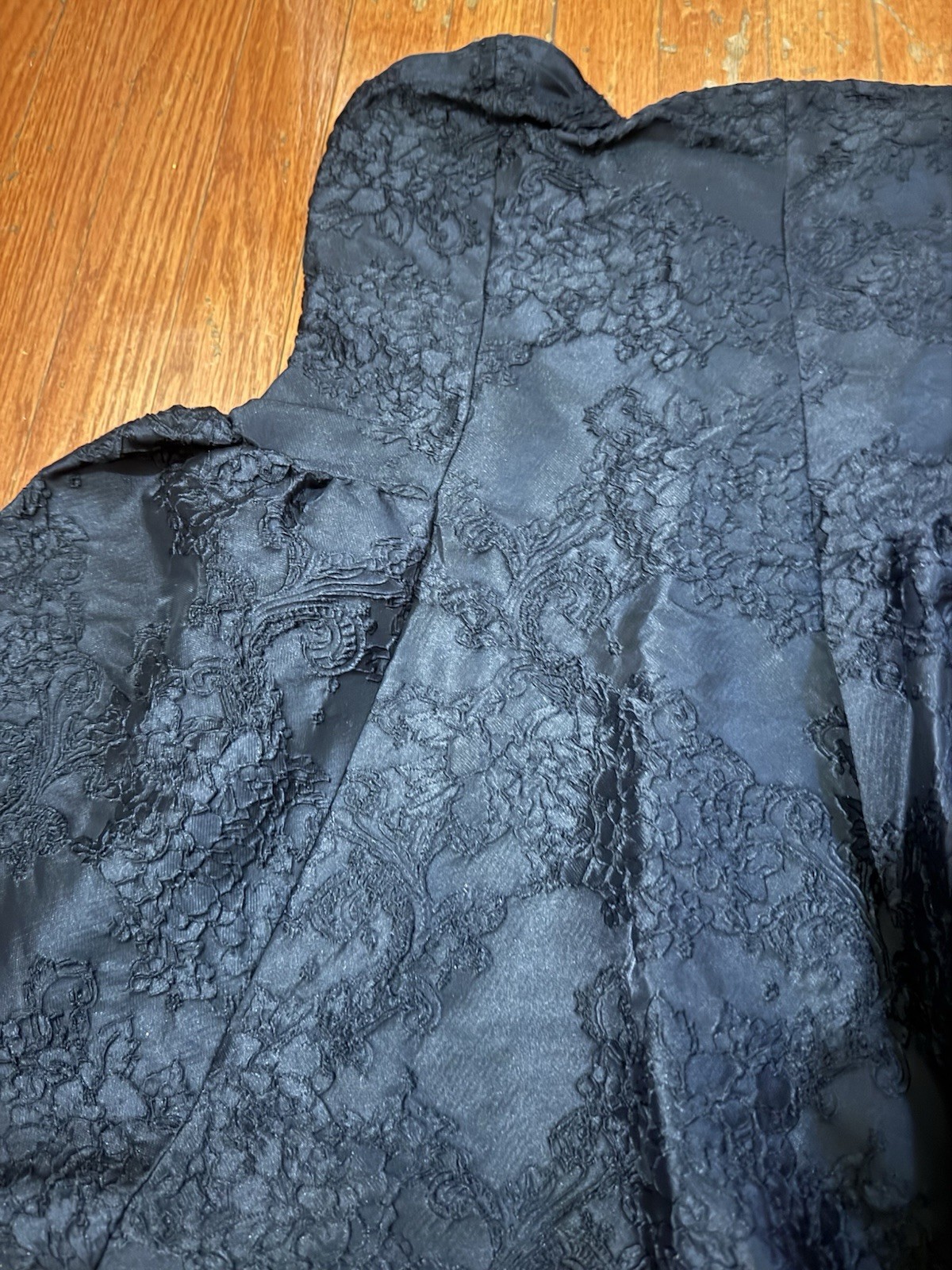 Vintage Black Lace Strapless French Babydoll Dress, Party, Casual