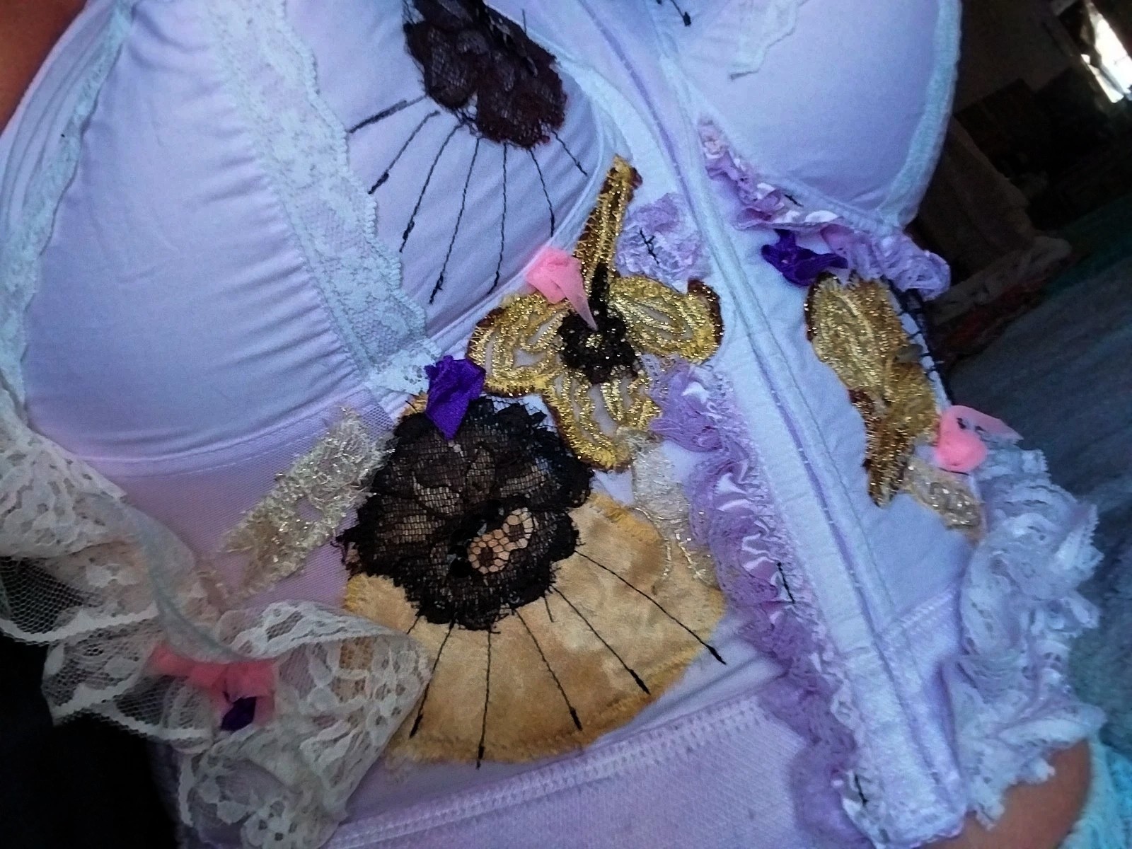 VTG BULLET BRA WAIST NIP PURPLE BURLESQUE AVANT 44 DD POINTY BUSTIER TOP GLAM OT