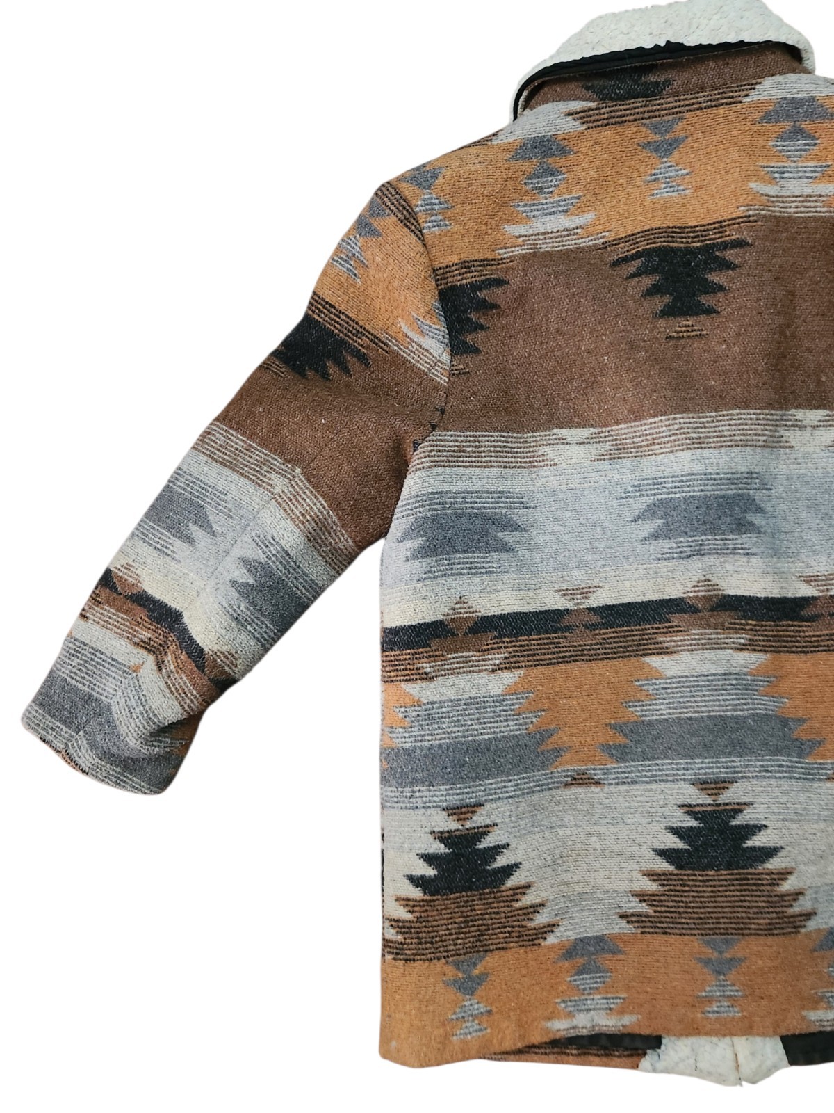 Vintage Pioneer Wear Chore Coat L XL USA Santa Fe Aztec Sherpa Lined Wood Button