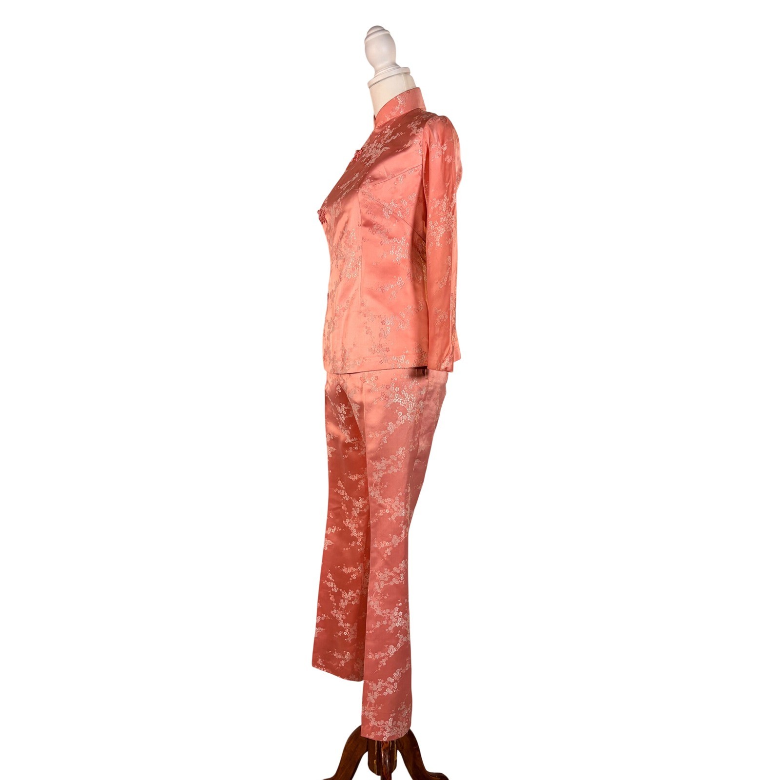 Vintage 1970s Bespoke Silk Brocade Pant Suit Women’s S/M Custom Hostess Set Glam