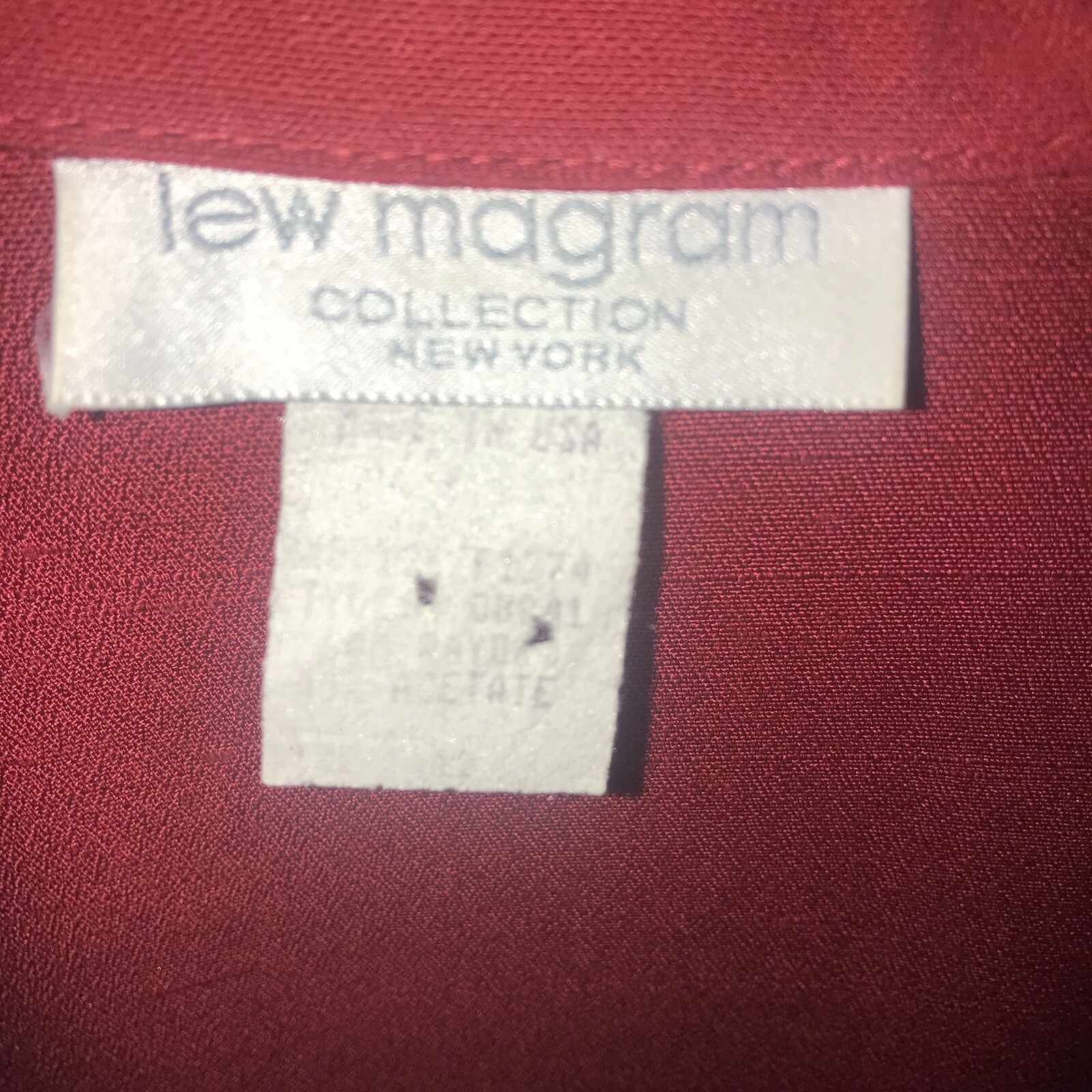 LEW MAGRAM Collection Vintage 80s Blouse Top Red With Gold Buttons Embroidery *