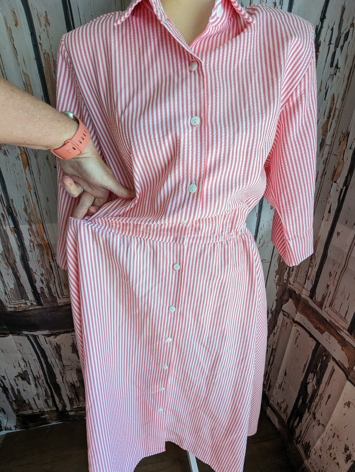 Vintage The Tog Shop Candystriper Buttondown Shirt Dress 10