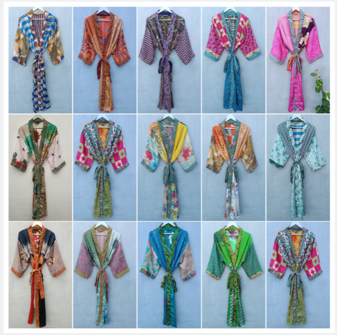 25 Pcs Mix Lot Of Vintage Silk Kimono Women Dressing Gown Nightwear robe