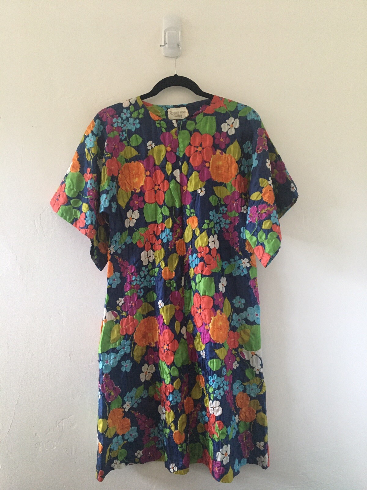 Vtg 60’s At Home Wear by Van Raalte Quilted Floral Zip Mumu Housecoat Small