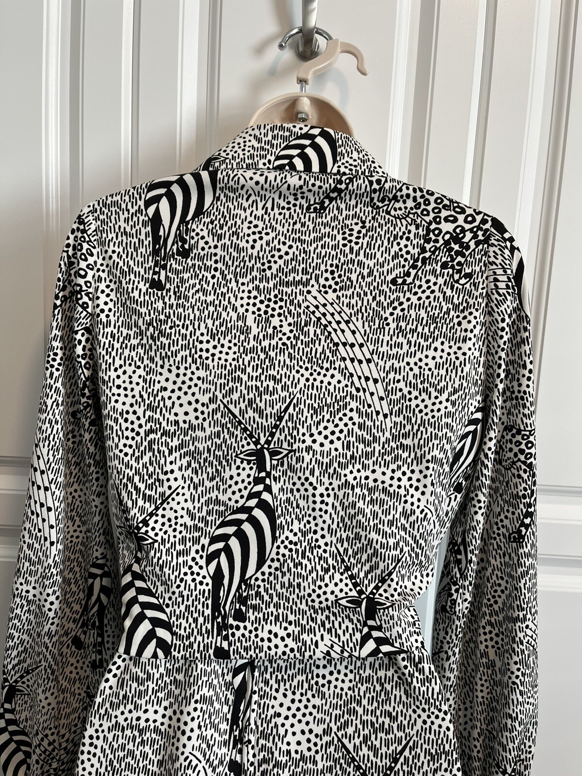 Vintage Caron Black & White Dress & Blouse Jacket Tie Front Matching Belt Small