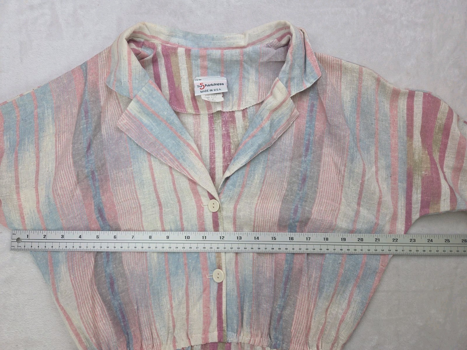 Vintage 1980s The Shirtdress Sears Dress Dolman Sleeve Pockets Pastel Stripe 16