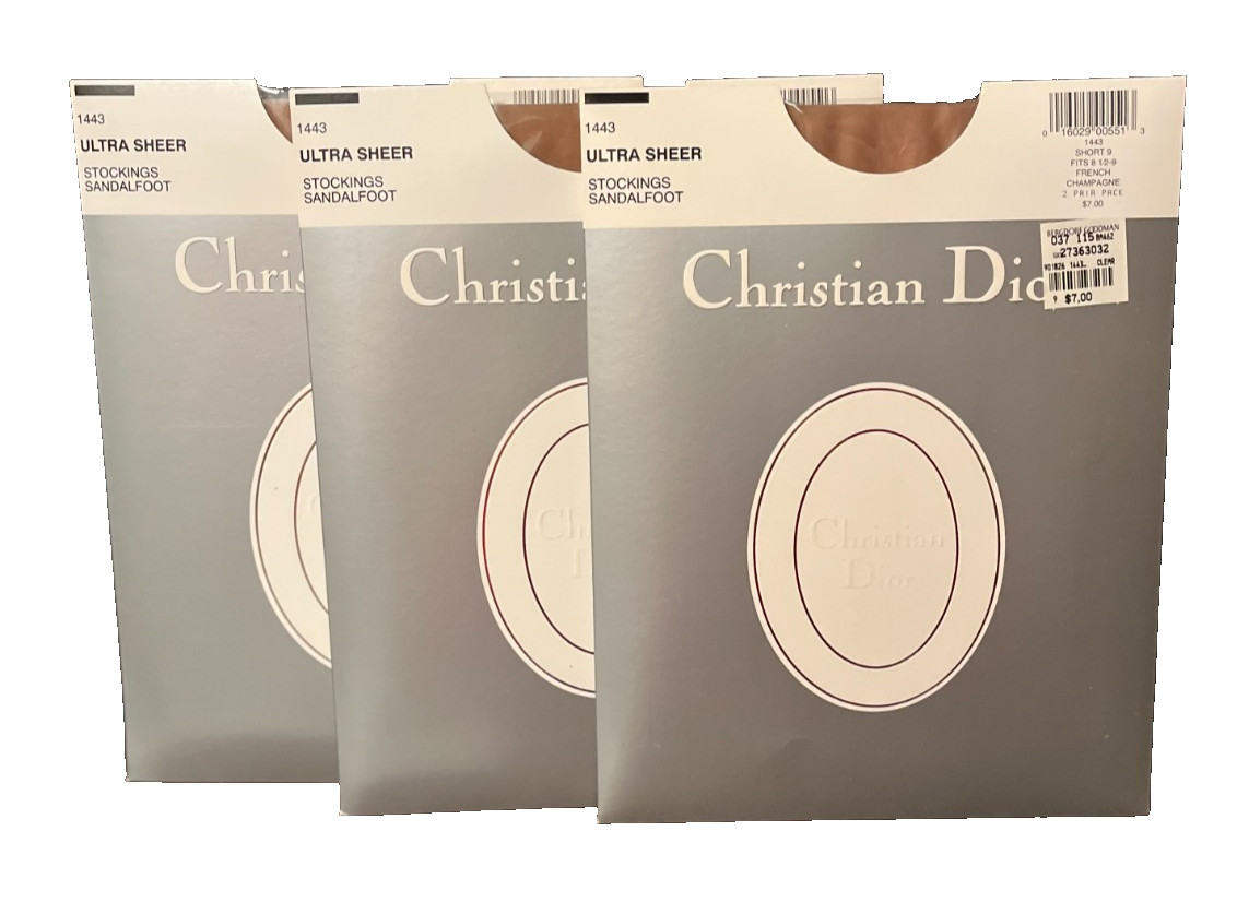 Christian Dior Stockings Sandalfoot Ultra Sheer French Champagne #1443 NOS 6 prs