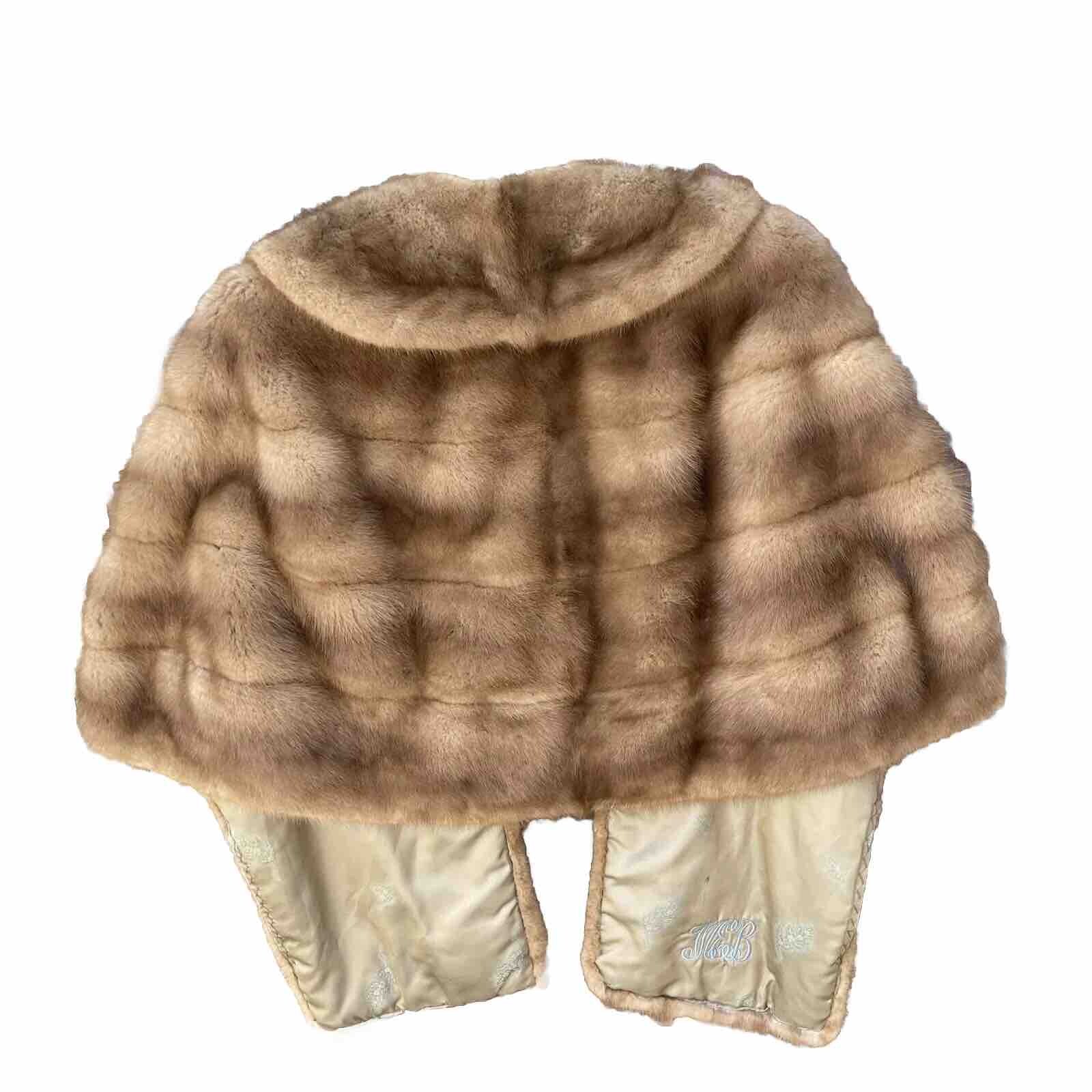 Vintage Schumacher Fur Mutation Mink Stole Shawl Wrap Brown Autumn Haze Women’s