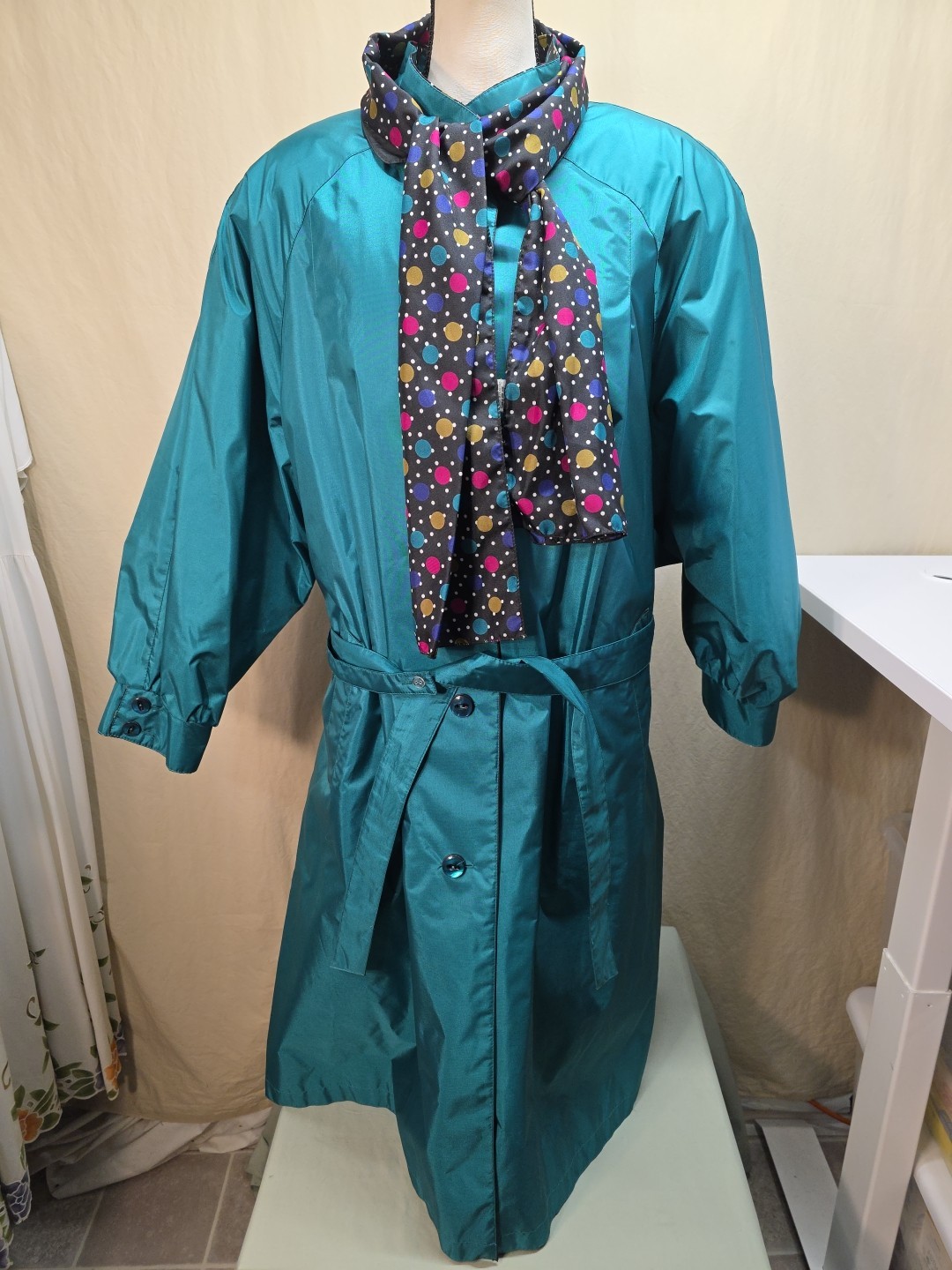 VINTAGE CHIANGO BY FLEET STREET ALL SEASON TEAL GREEN RAINCOAT Jacket 80’s 22W