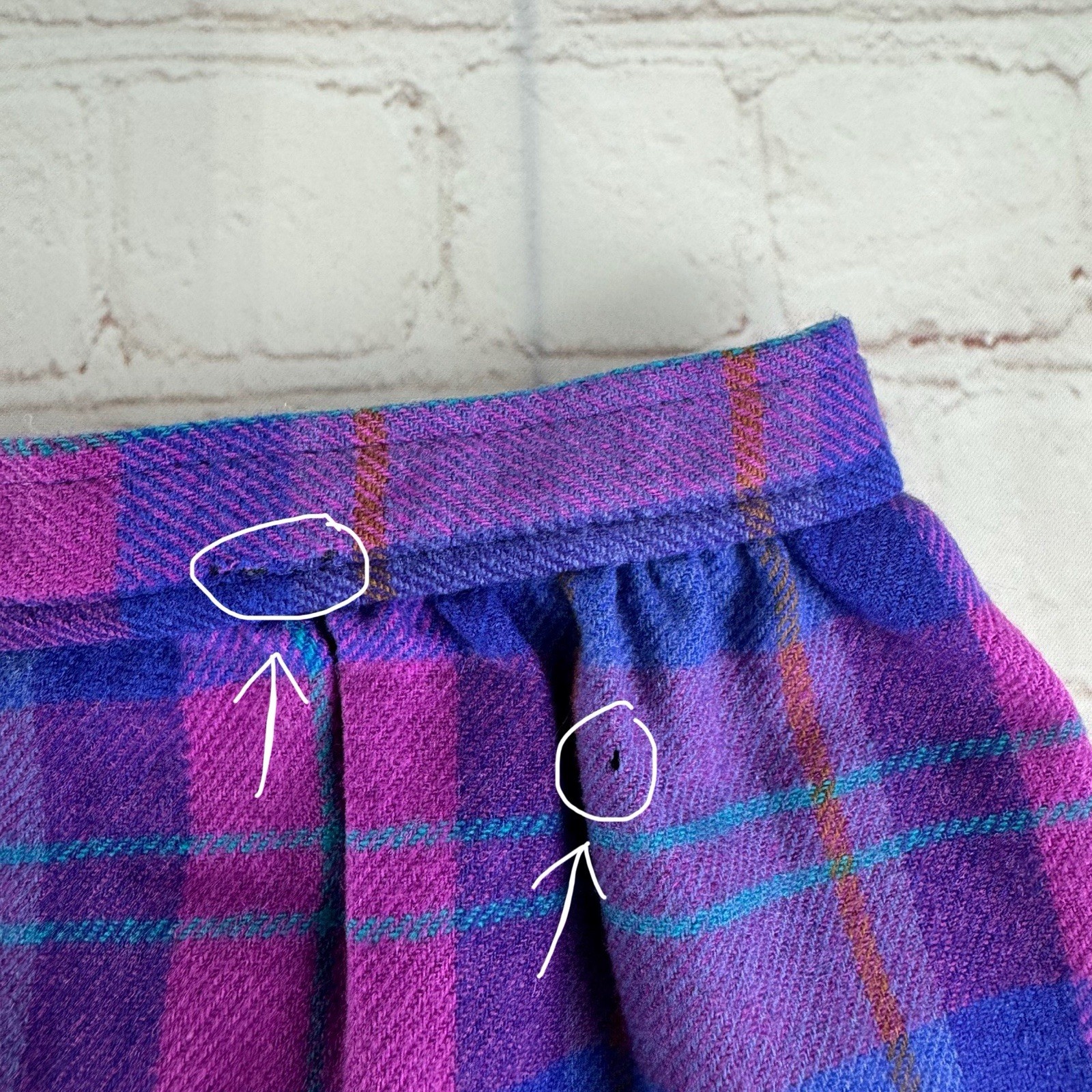 Vintage Pendleton Purple Plaid 100% Virgin Wool Made in USA Midi Skirt Size 10