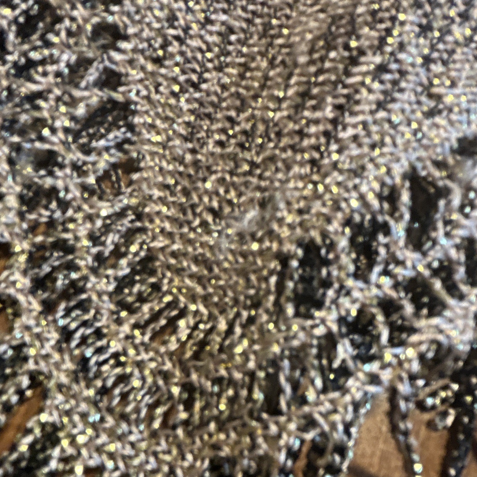 Vintage S. L. Fashions Gold Metallic Lace Shift Fringe Hem Knee Dress Size 6