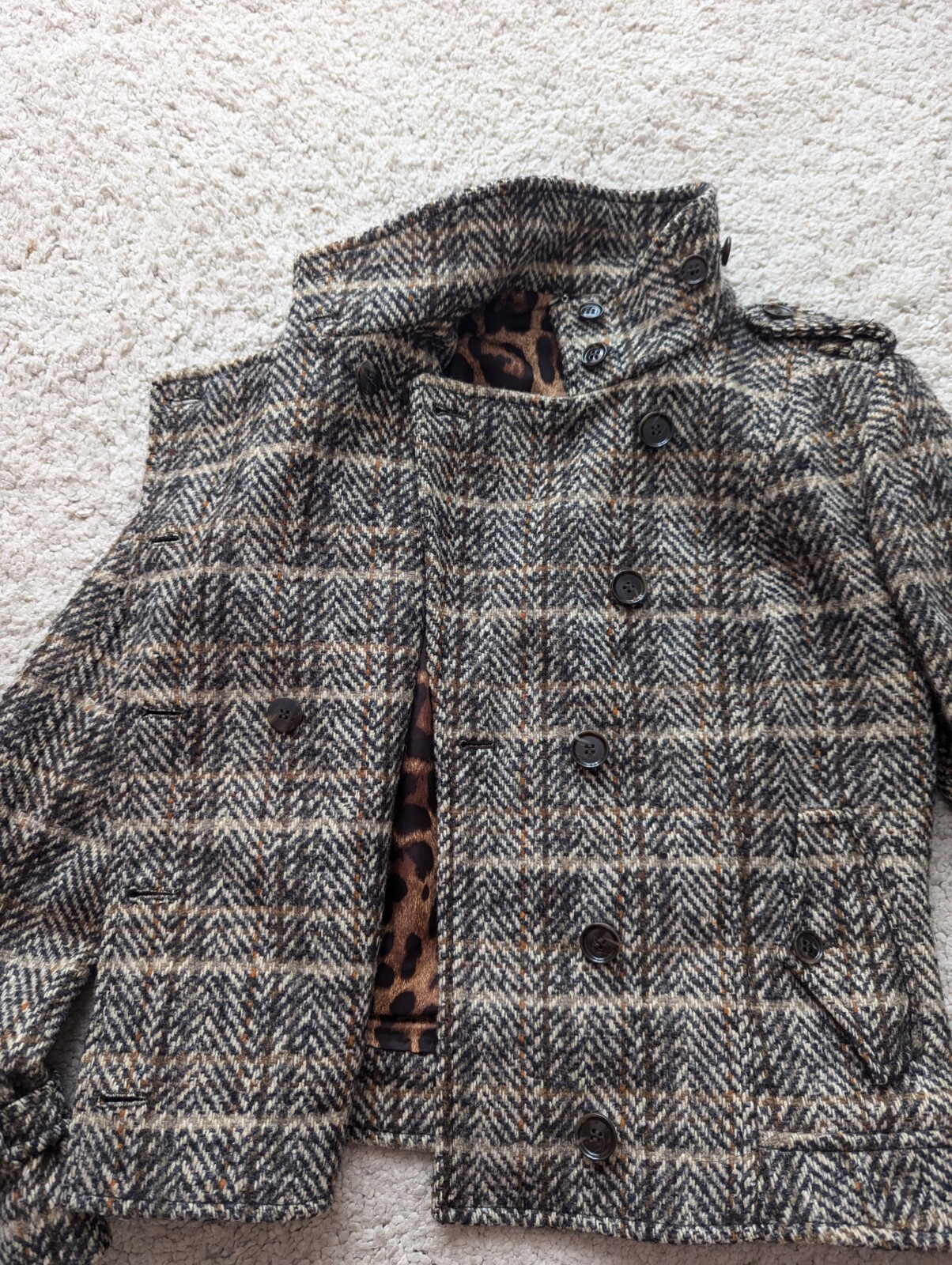 Dolce & Gabbana Wool Mohair Alpaca Short Coat Collar Double-Breasted Jacket 40 S