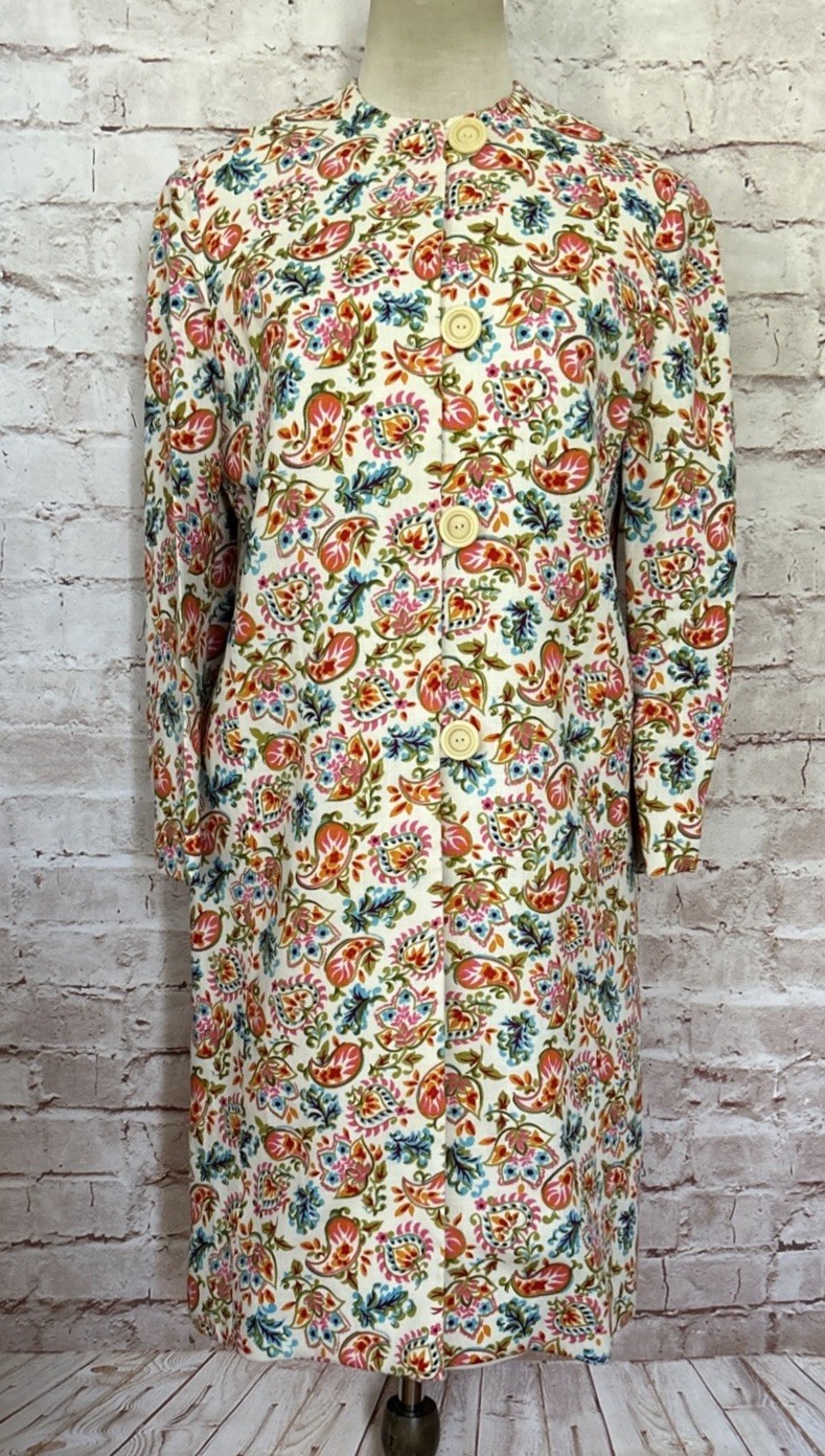 Vintage Dress And Jacket Handmade Moygashel Irish Linen Mod Cottage *Large?