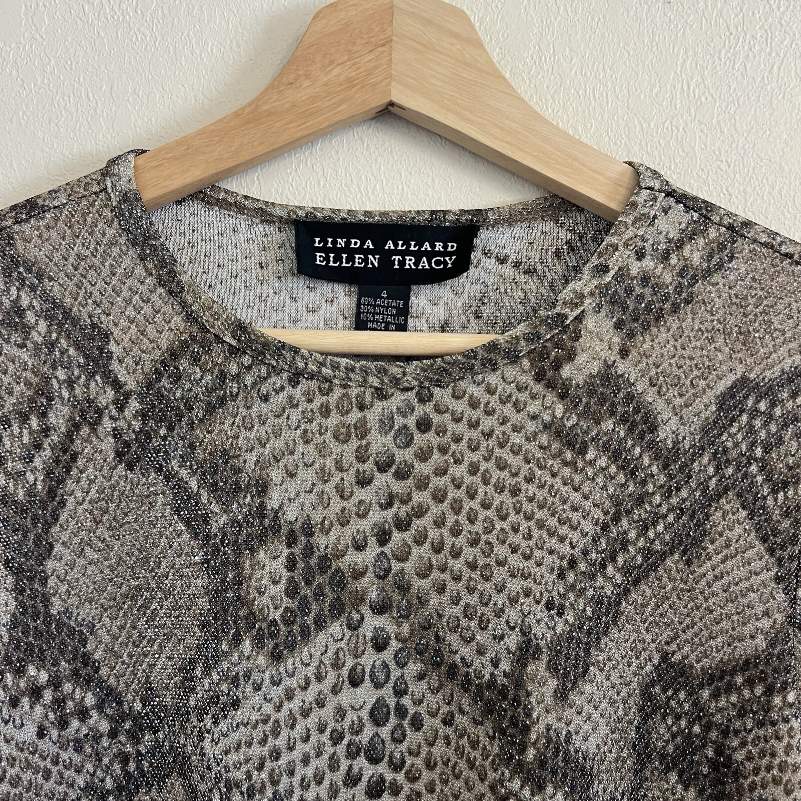 Vintage Semi Sheer Snakeskin Long Sleeve