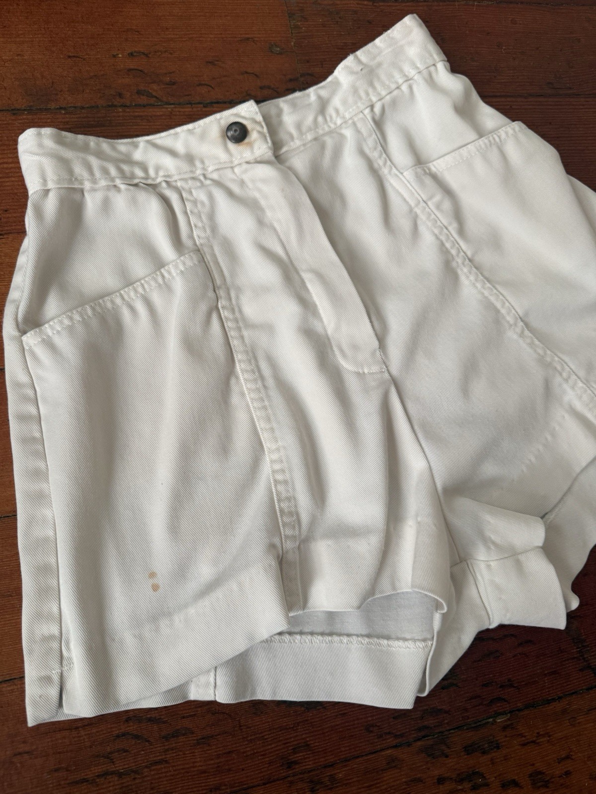 1970s Court Casuals High Waist White Tennis Skort Shorts Stretch Twill Patina 24