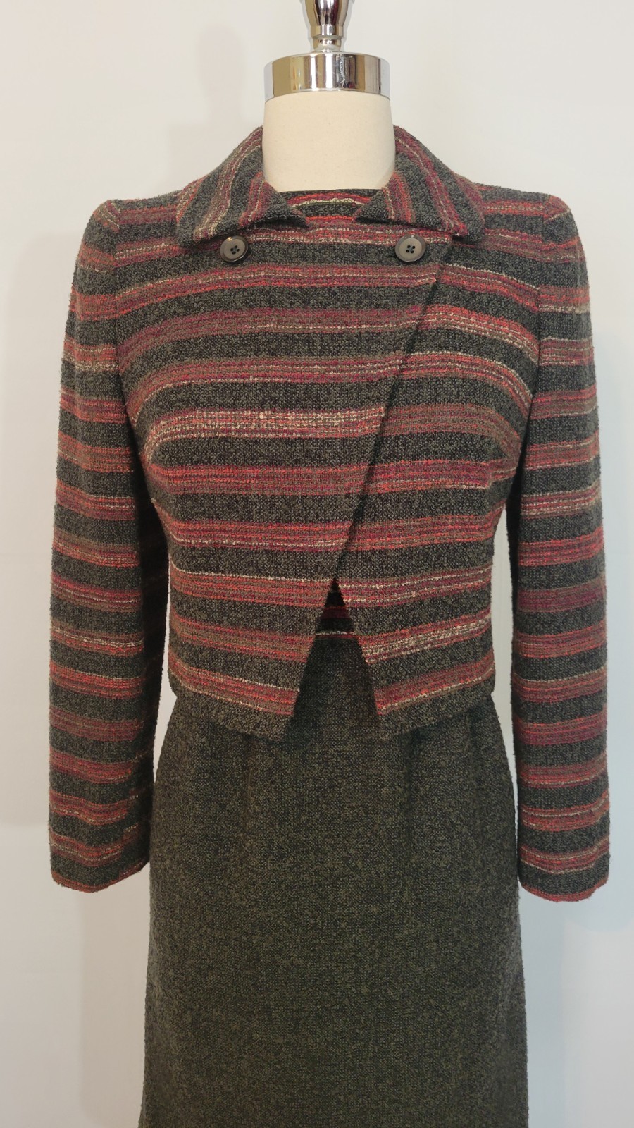 Couture 1960s HARDY AMIES England 2 Pc Dress Jacket Set Suit XS/Small