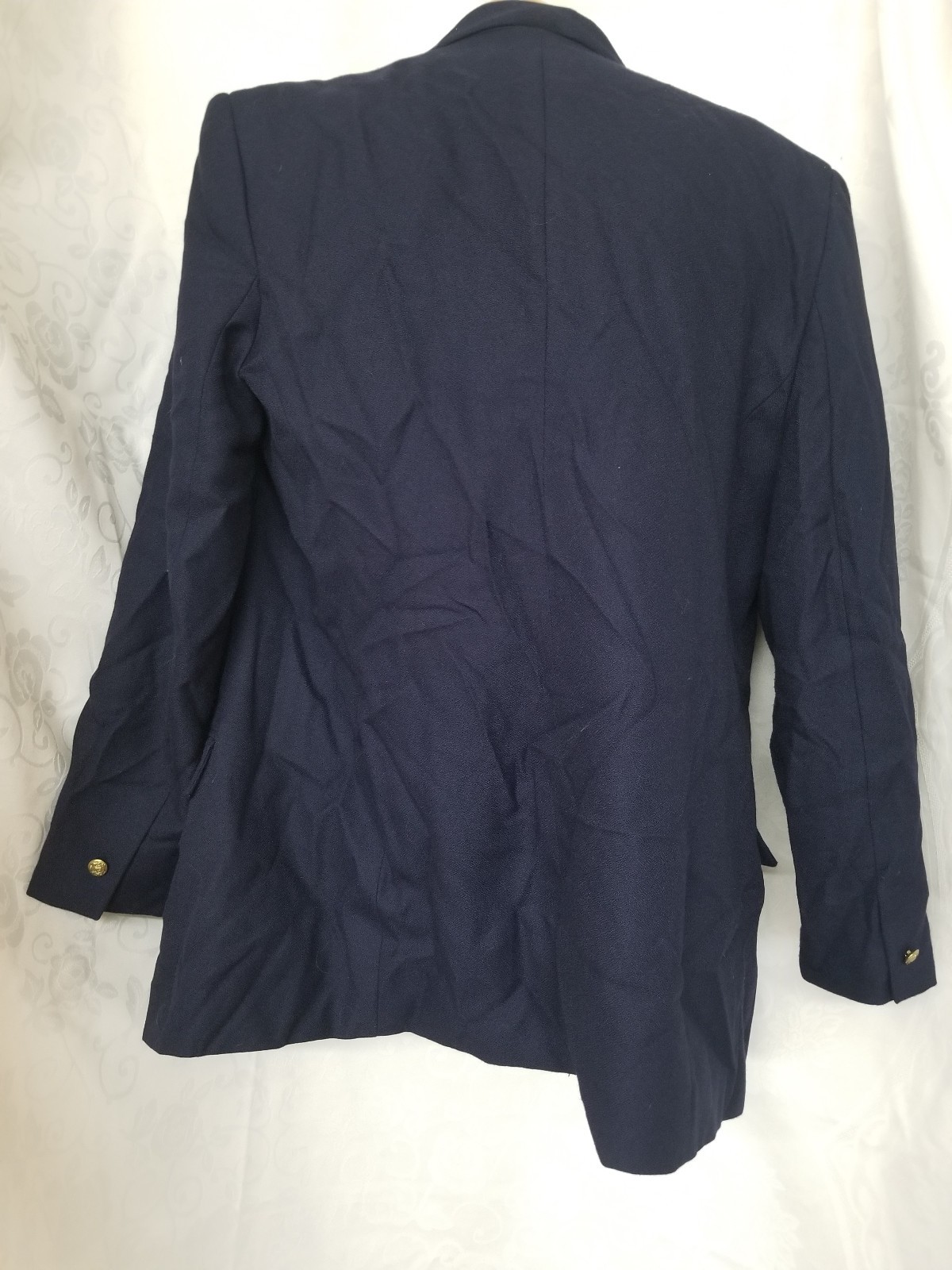 80s Navy Chaus Military Womens Suit Jacket Blazer Gold Crown Royal Tassel Sz 16