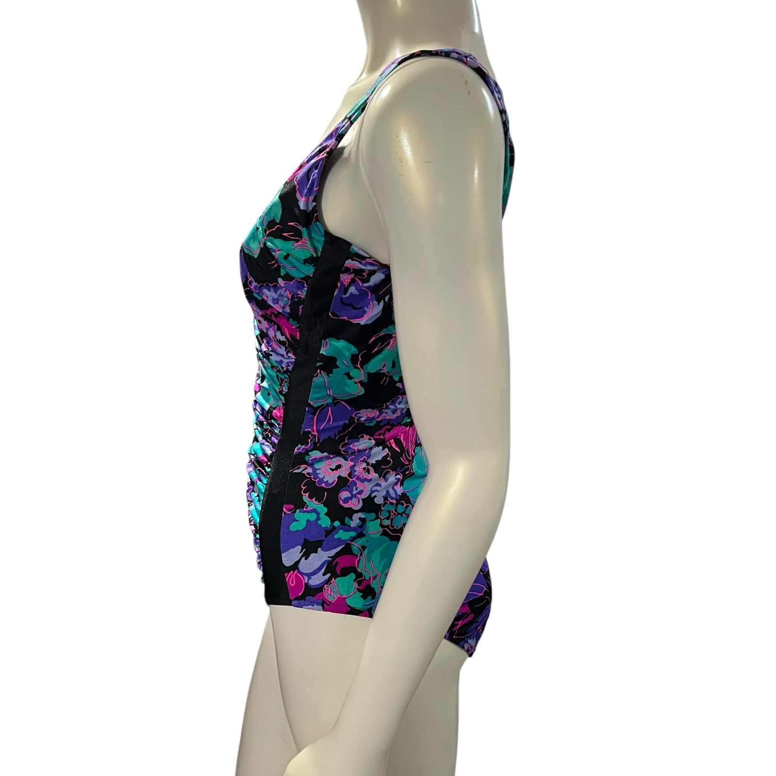 Maxine of Hollywood Approx 8/10 80s Floral One Piece Swimsuit USA