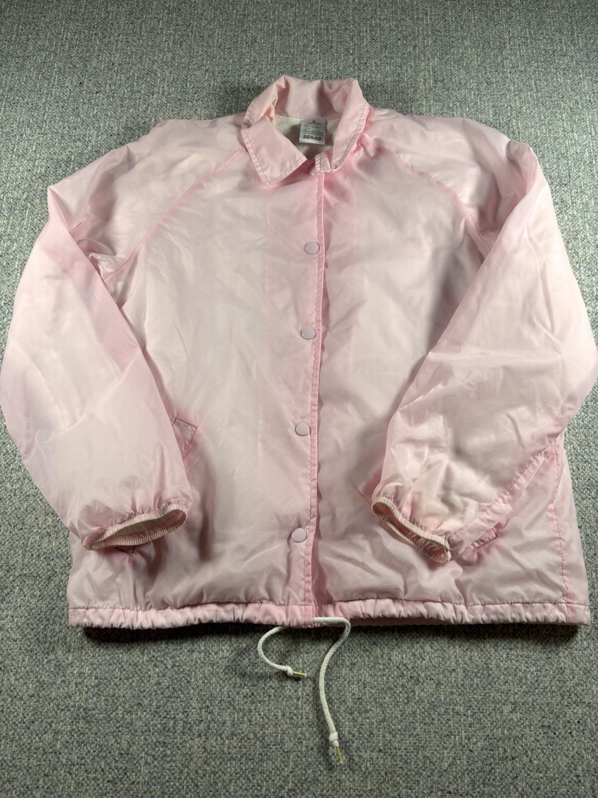 Vintage 70’s Sears Pink Lightweight Zip Front Jacket with Drawstring Youth M