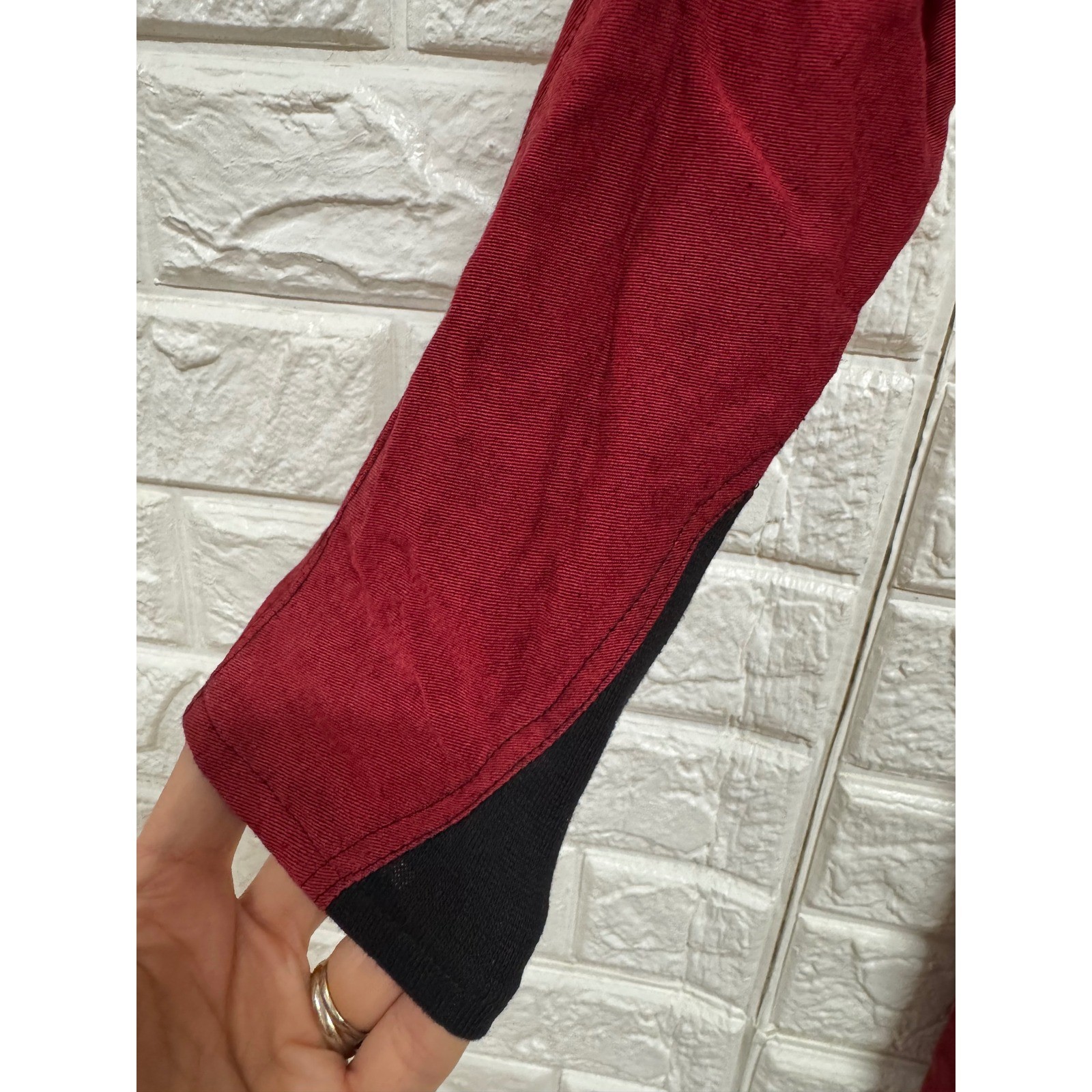 Vintage IIF Red Rayon Button Front Mock Neck Power Shoulder Midi Dress Size 4
