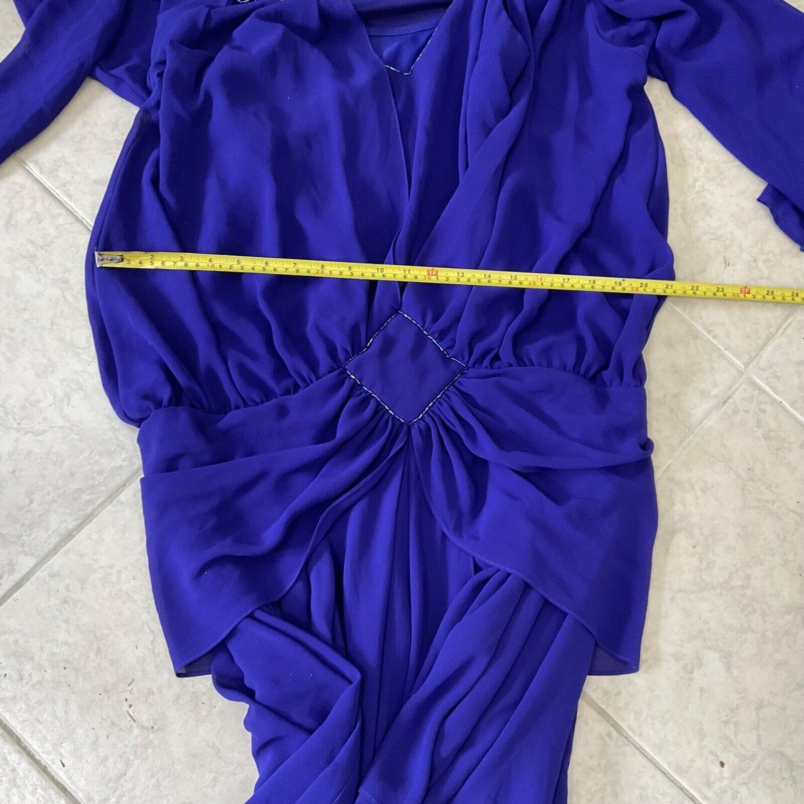 Casadei 1980s Double Layered Formal Dress M/L Purple beaded shoulders Art Deco