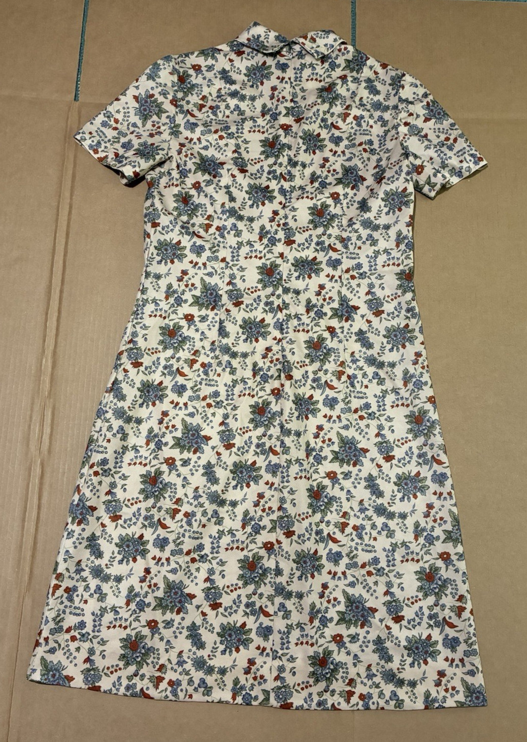 Vintage Handmade Polyester Short Sleeve Dress with Back Zipper