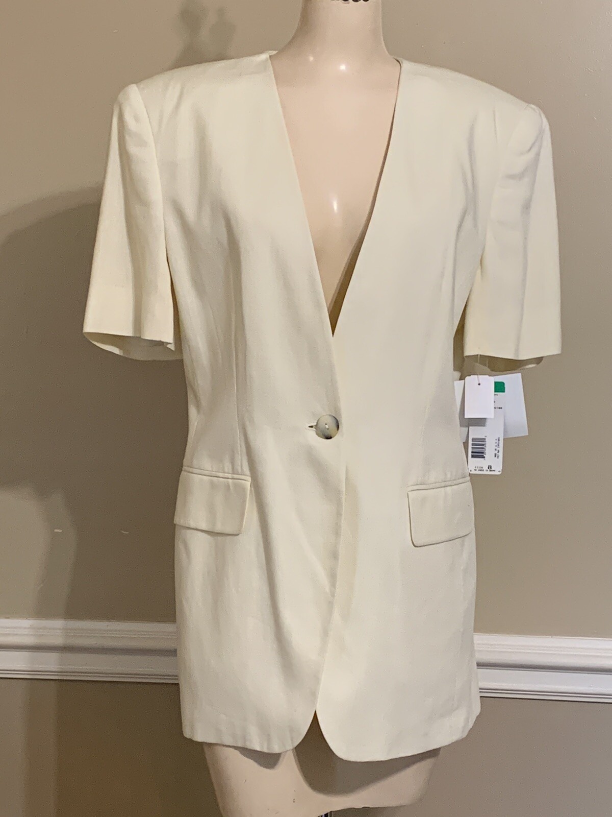 Rena Rowan SAVILLE GARDEN PARTY Short Sleeve Blazer Jacket Ladies S-8 Yellow NOS