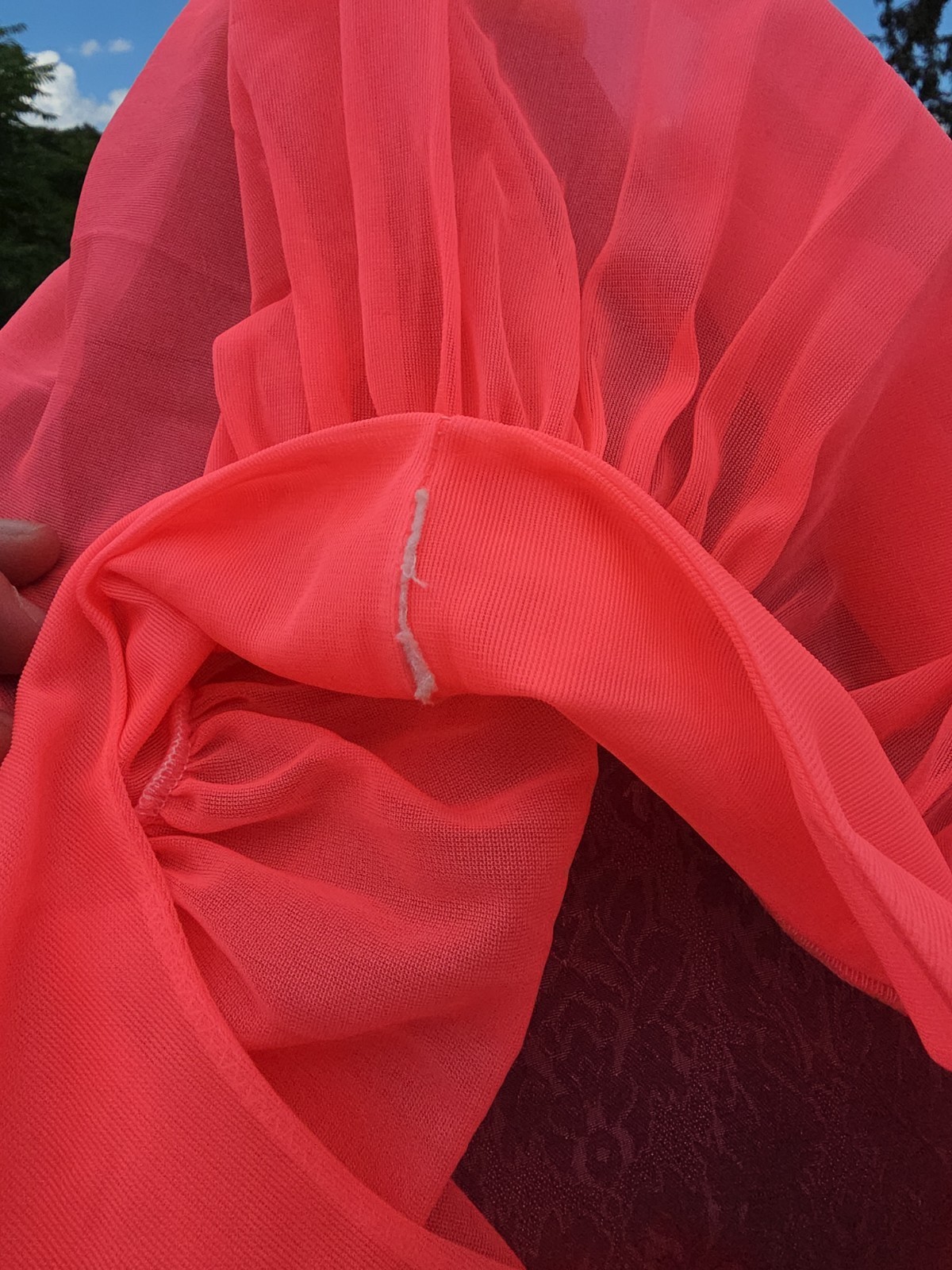 Vtg 2pc Neon Pink CHIFFON Long GOWN NYLON Peignoir Set ~ M/L Nightgown Robe