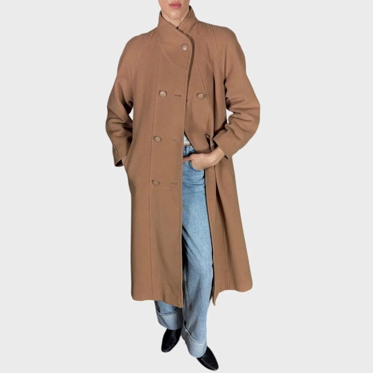 Vintage Cream Beige Wool Coat size US6/8; EU38/40