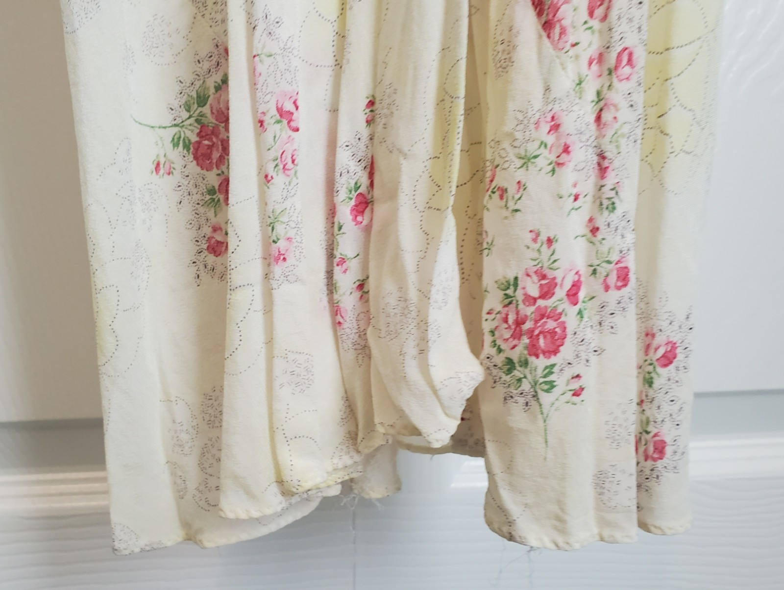 Vintage Trousseaux by Terris Floral Chiffon Gown & Robe Set Lace Empire Waist