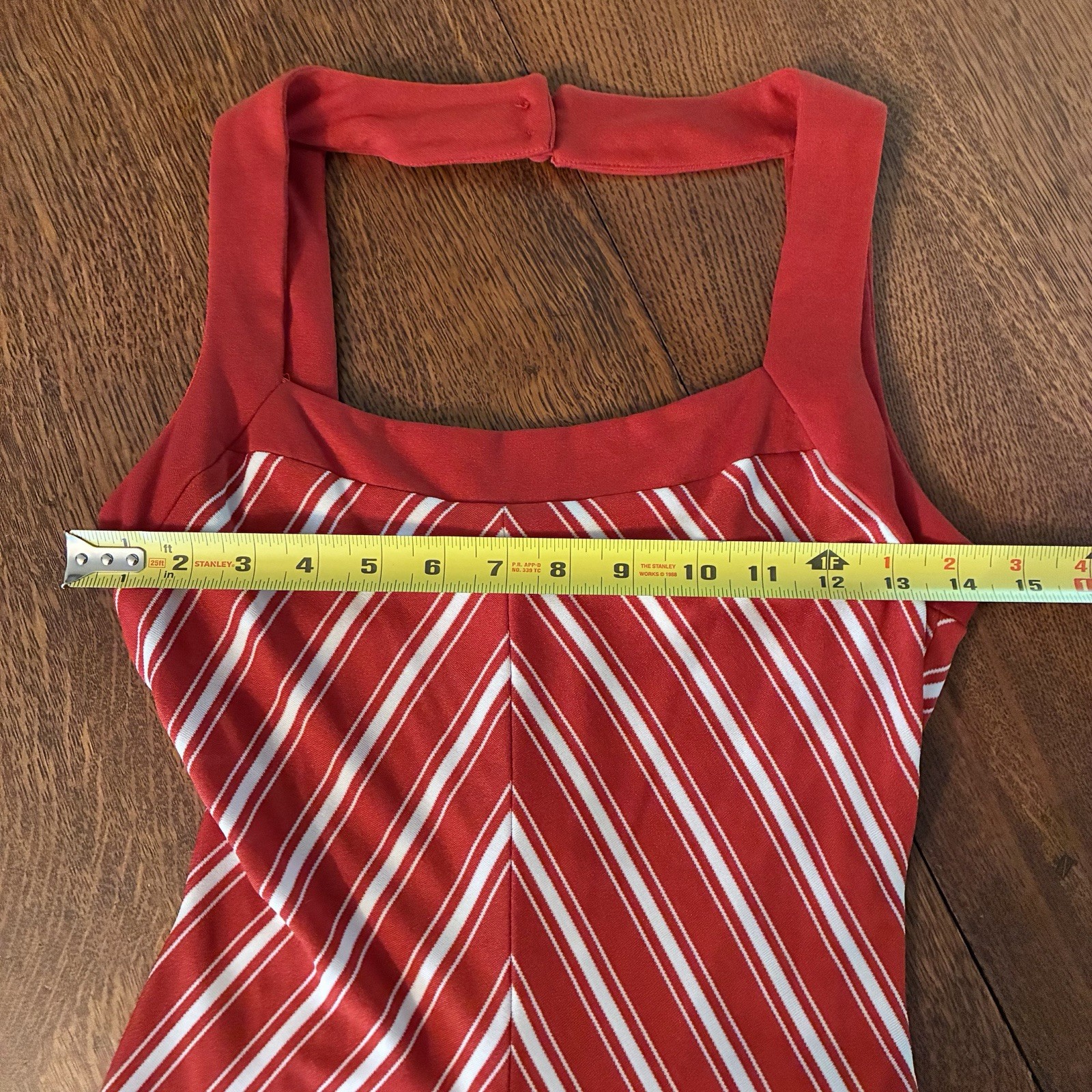 Vintage Sleeveless Trolley Car Maxi Dress Candy Cane Chevron Stripes Small