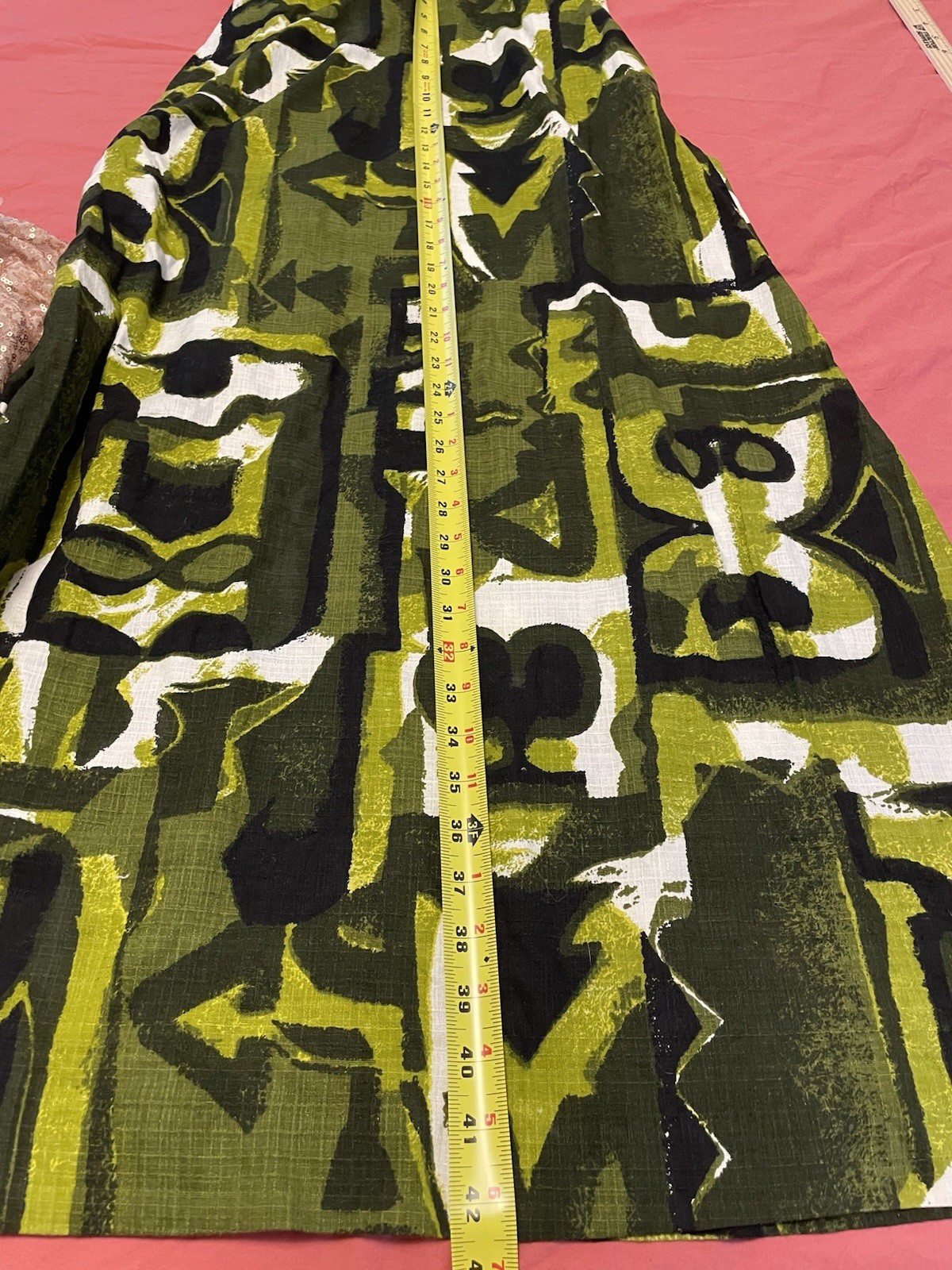 Vintage Liberty House Hawaii Maxi Dress Size S Abstract Pattern Green And Black