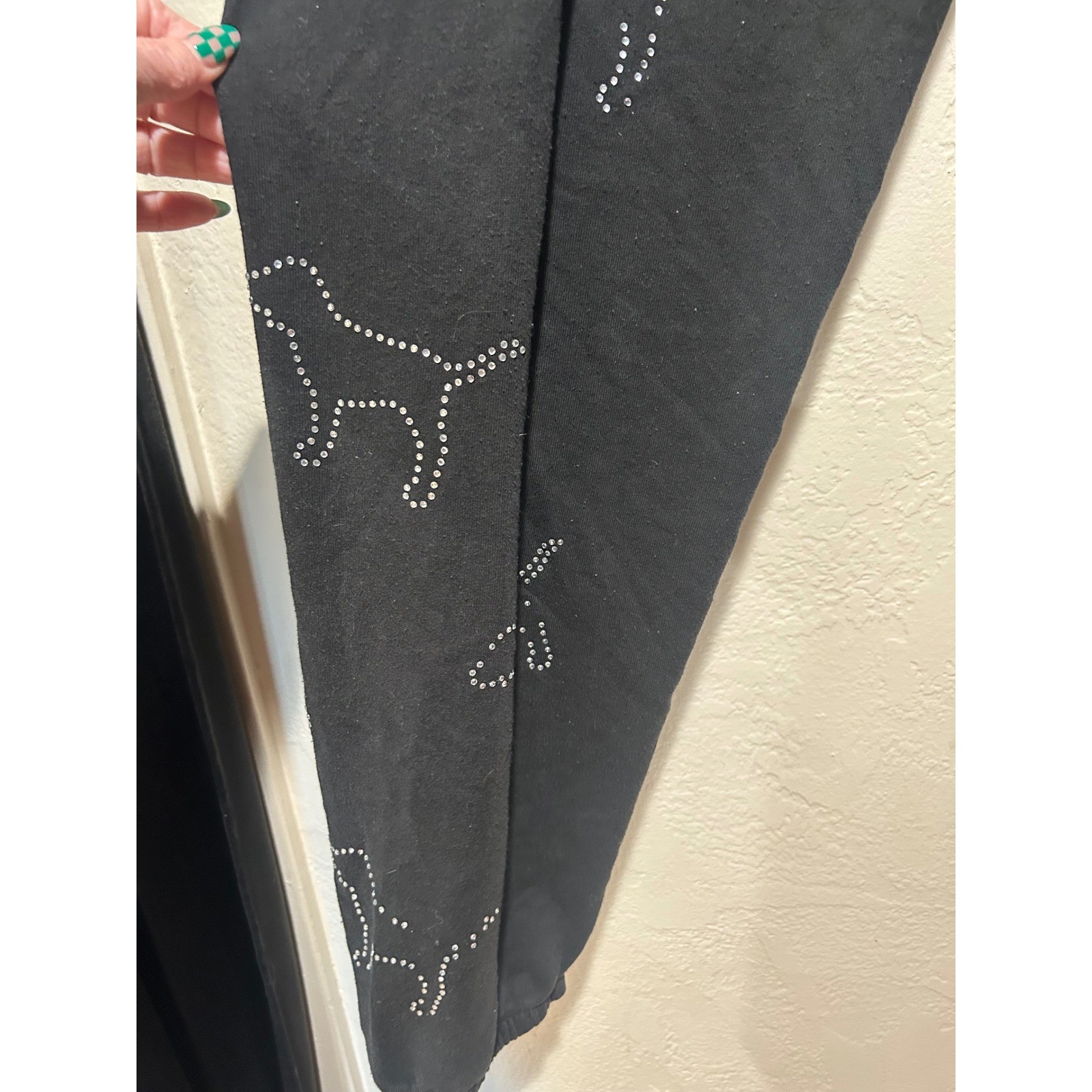 Victoria secret pink size large black joggers rhinestone dogs y2k