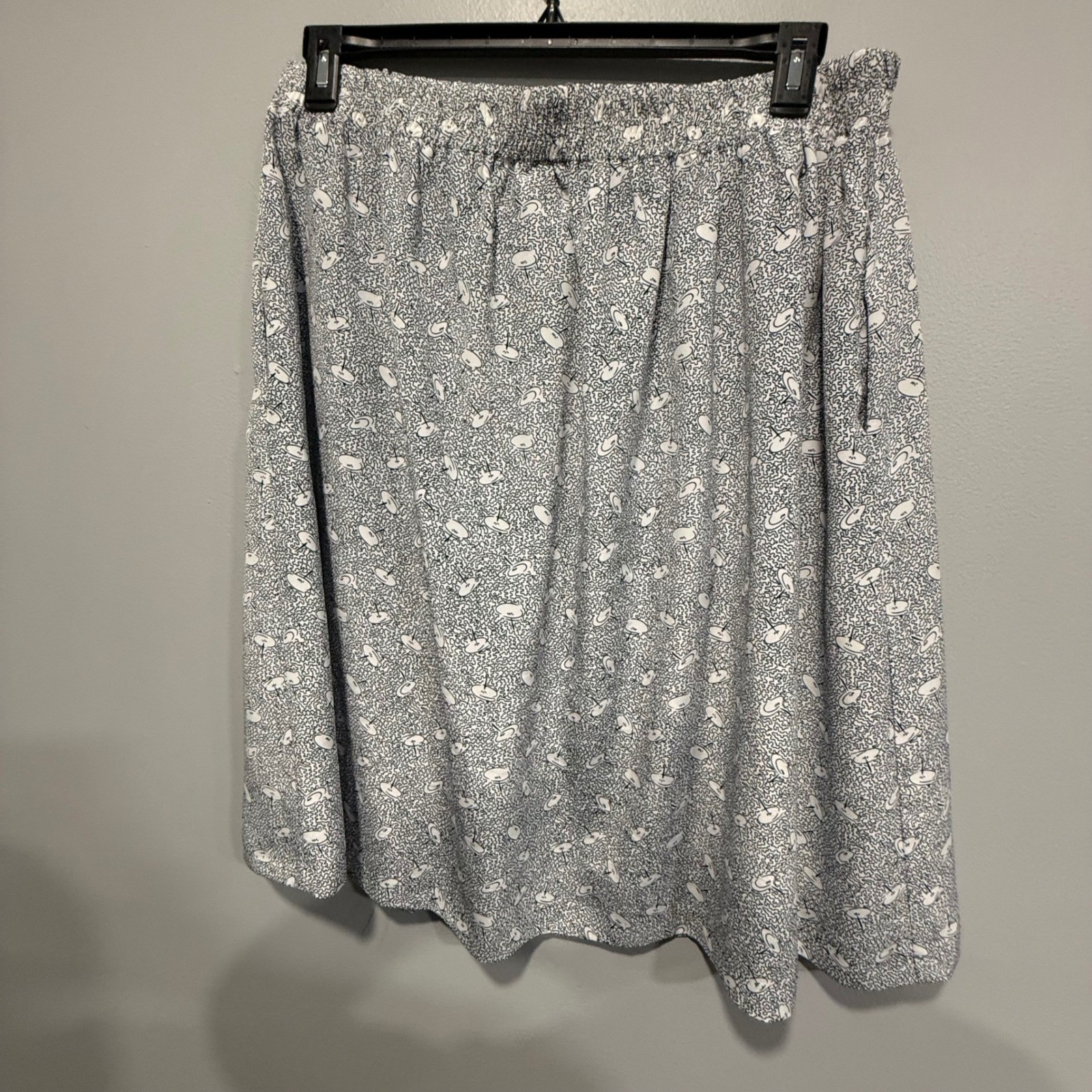 Oscar de la Renta Expressions Womens Vintage A-Line Skirt White Abstract