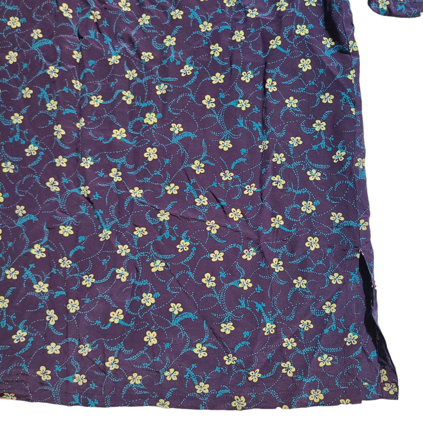 Vintage Amanda Smith Pure Silk Purple Blue Yellow Flowal Shirt Size 14