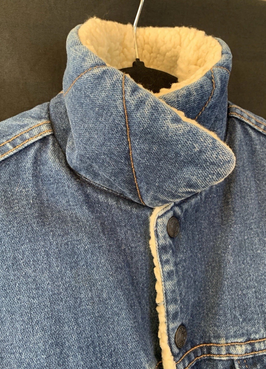 Vintage 1970s Silver Spur Western Wear Faux Sherpa Lined Denim Jacket – M
