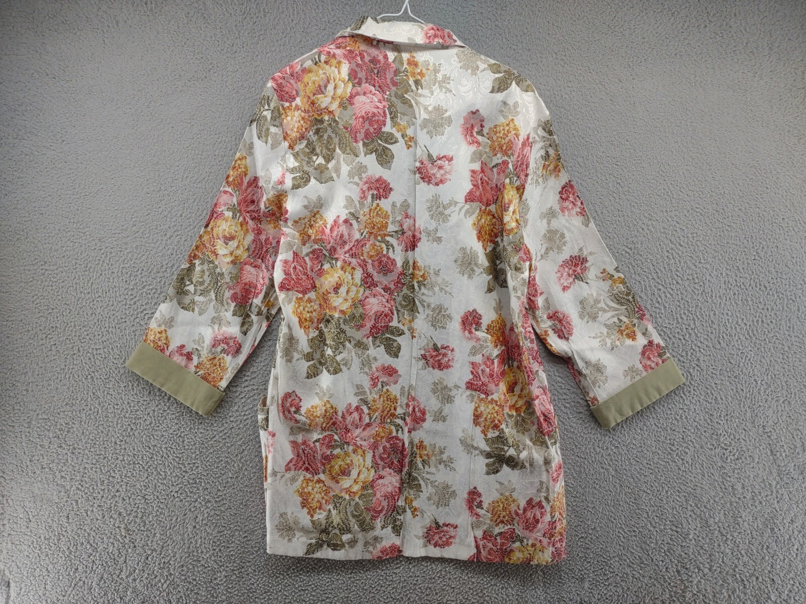 Vintage 80s SL Fashions Floral Long Open Blazer Cardigan in Size 18 USA Made