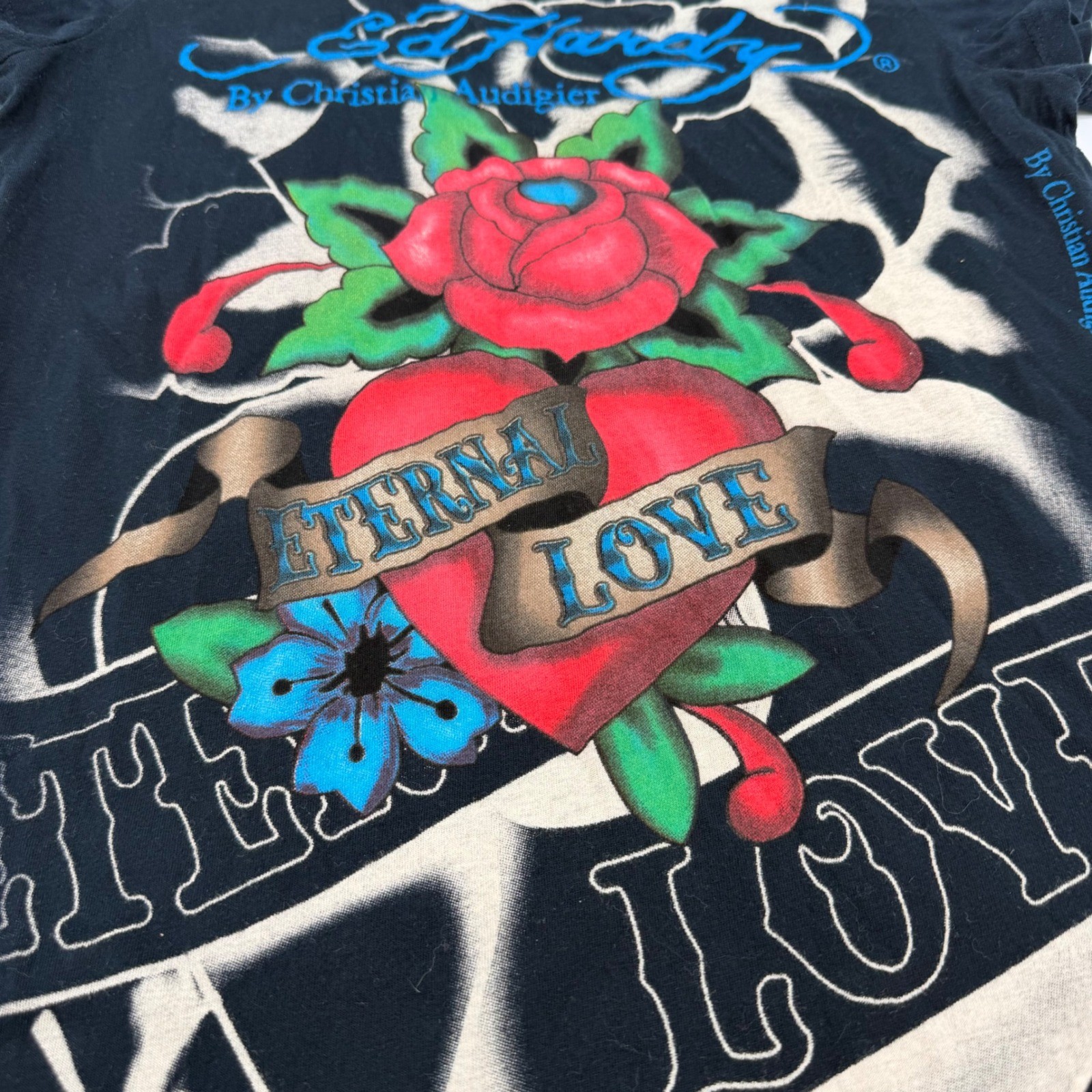 Vintage Ed Hardy Christian Audigier Eternal Love Y2K Tattoo Tee L