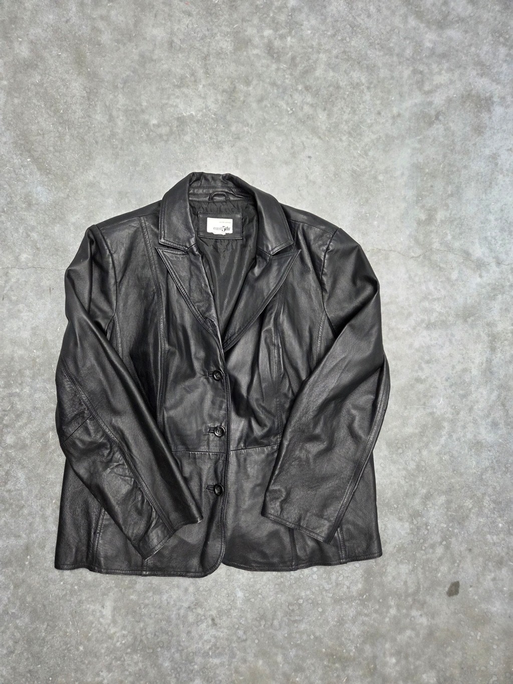 Vintage East 5th Black Leather Blazer Matrix Core 90s Grunge Indie Sleaze